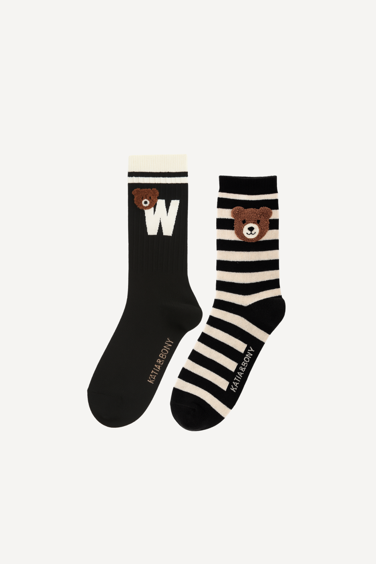 Çocuk Teddy Desenli 2'li Soket Çorap Siyah