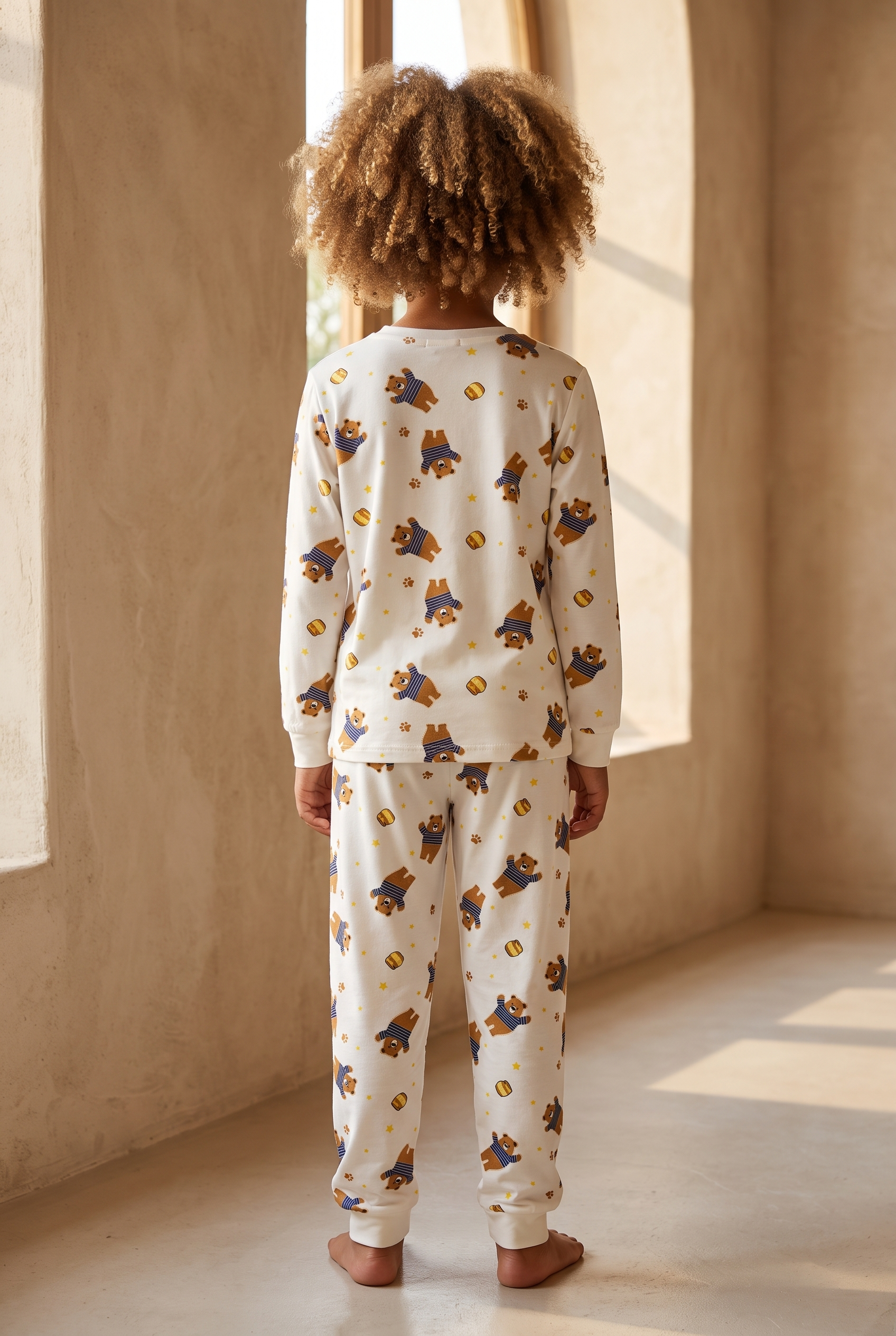 Çocuk Teddy Desenli Paketli Pijama Takımı Ekru
