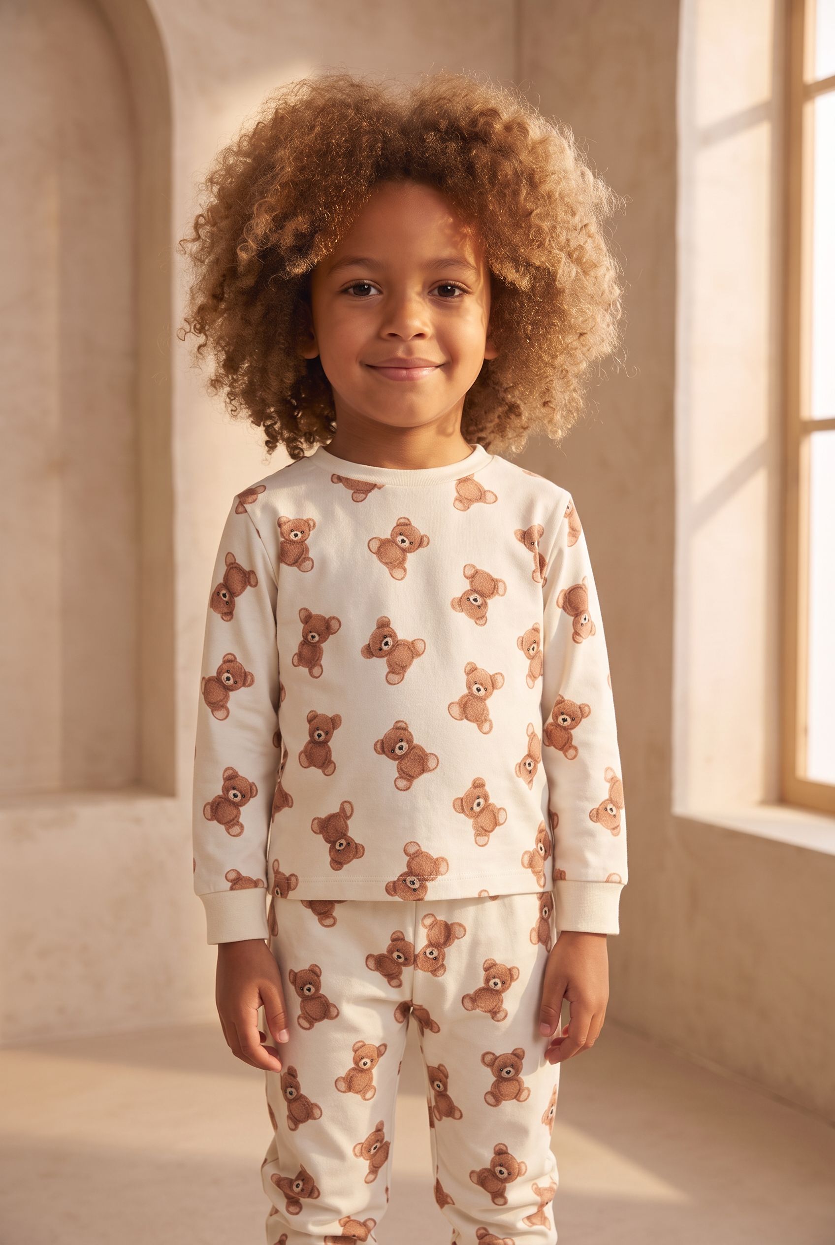 Çocuk Teddy Desenli Pijama Takımı