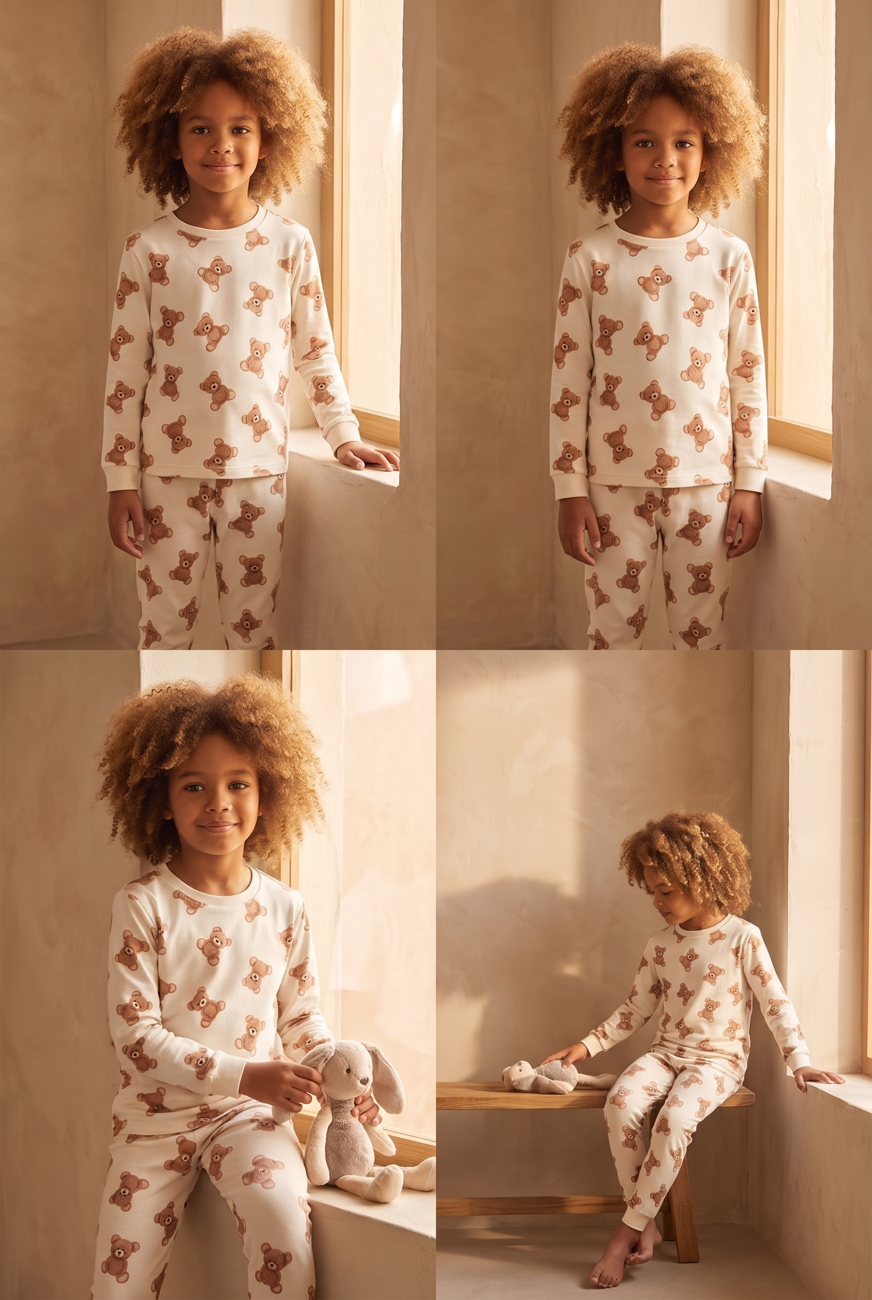 Çocuk Teddy Desenli Pijama Takımı