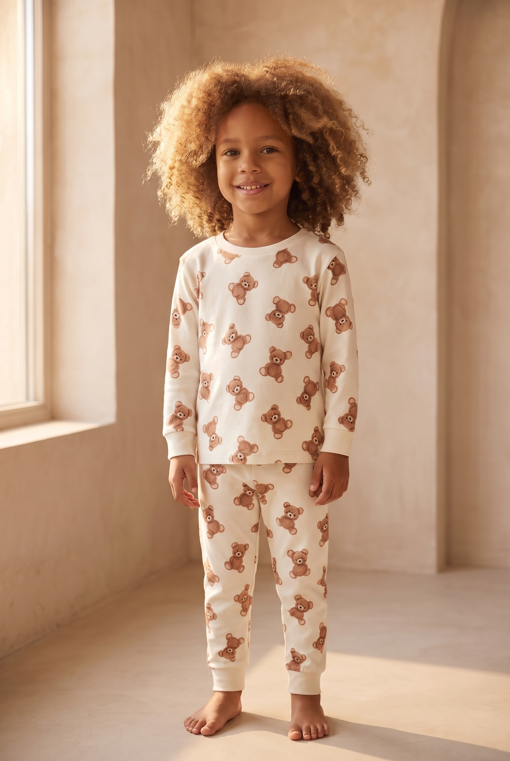 Çocuk Teddy Desenli Pijama Takımı