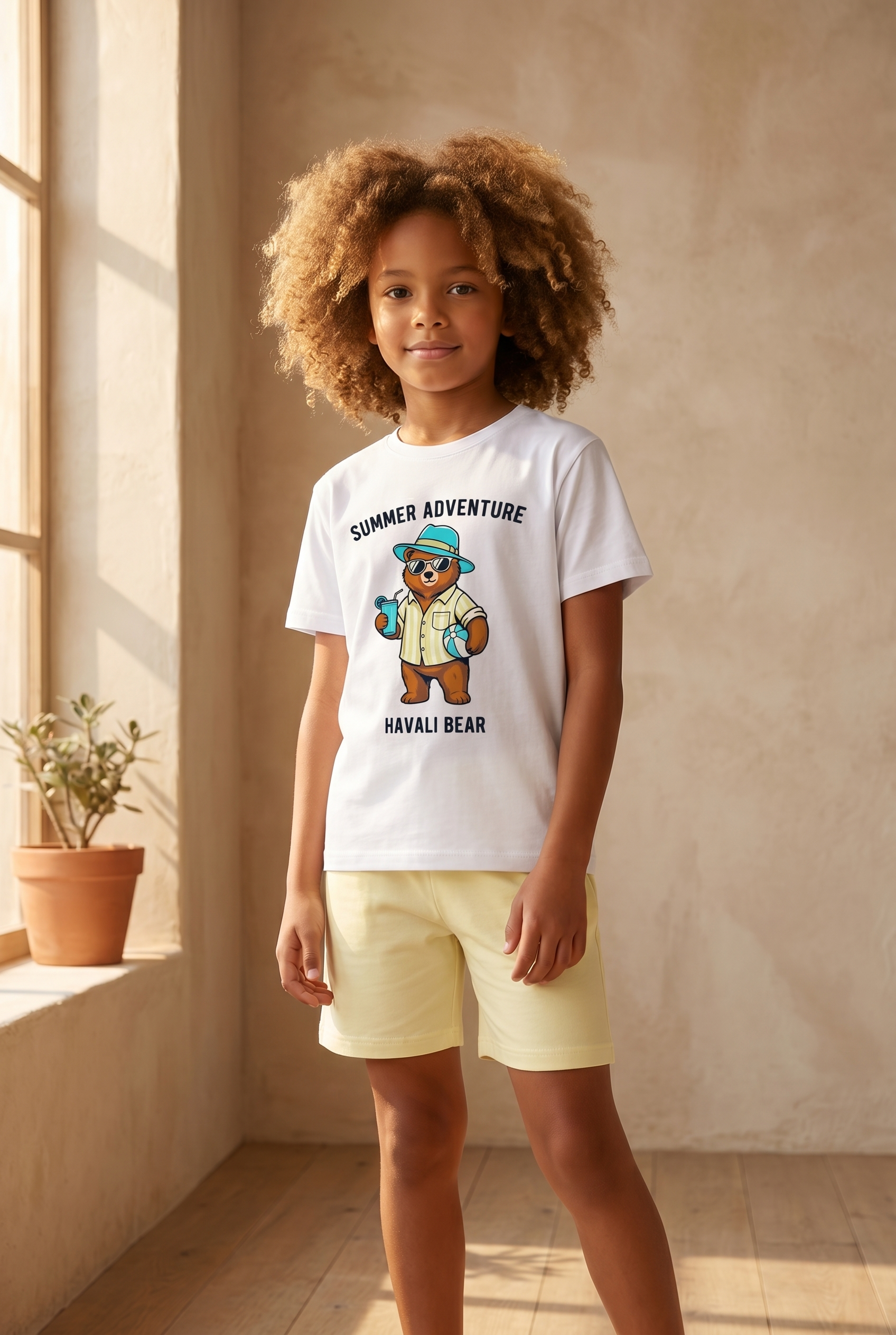 Çocuk Teddy Desenli Şortlu Pijama Takımı