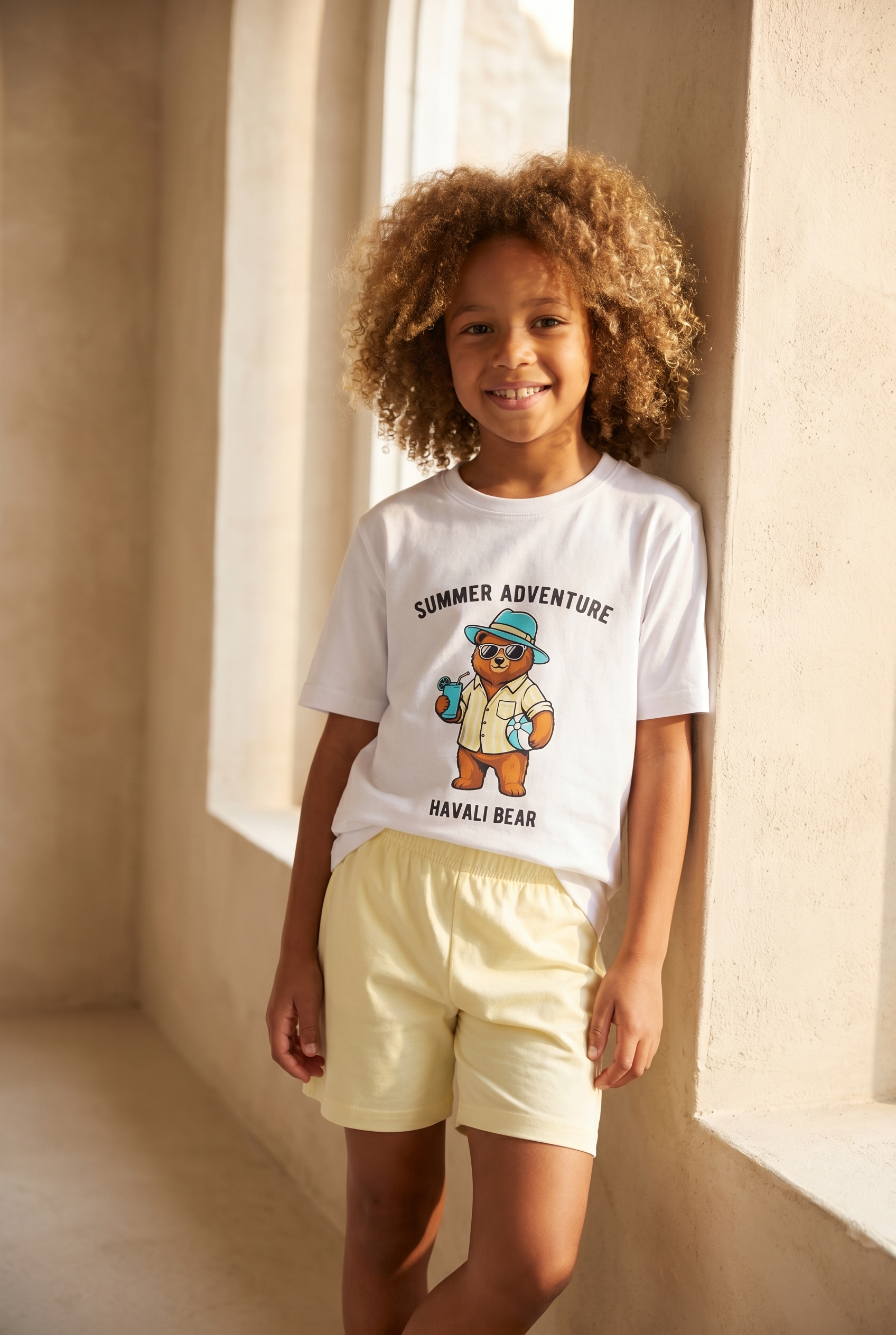 Çocuk Teddy Desenli Şortlu Pijama Takımı