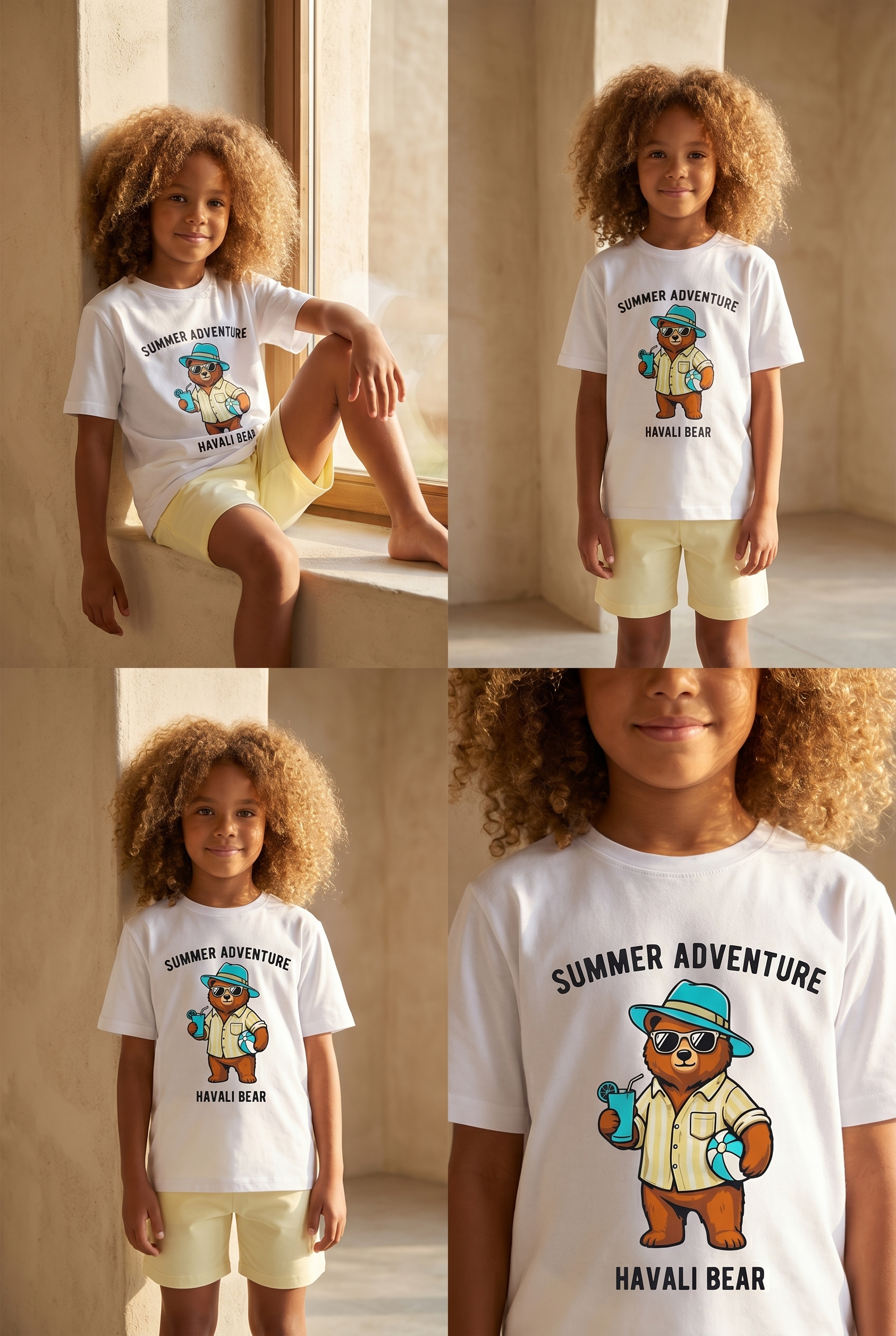 Çocuk Teddy Desenli Şortlu Pijama Takımı