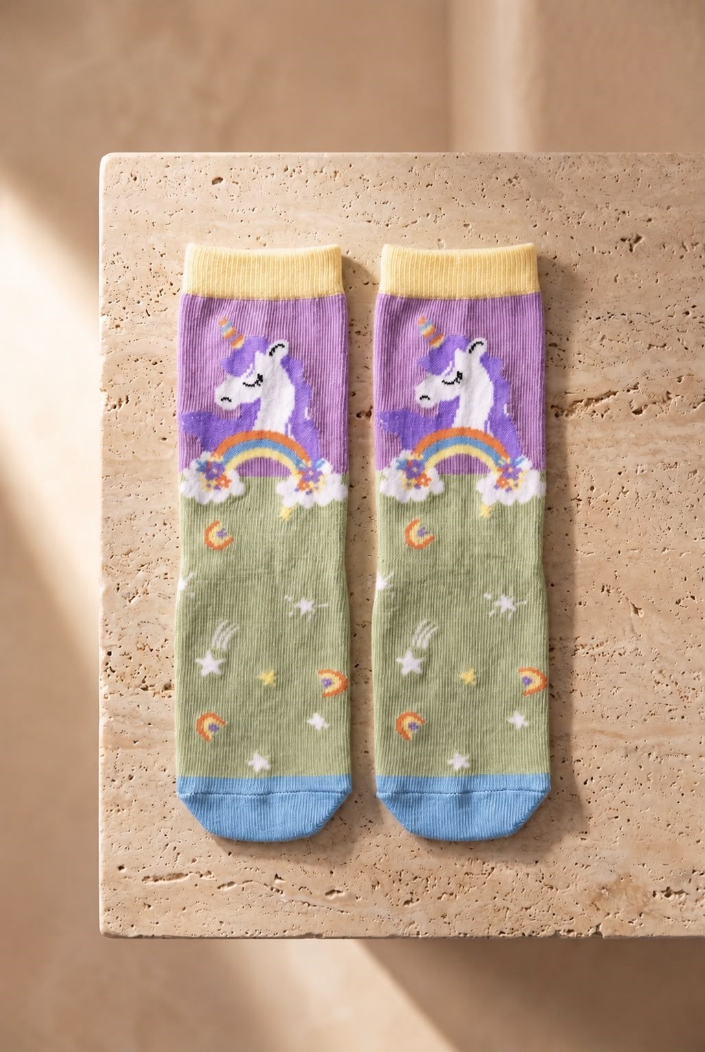 Çocuk Unicorn Desenli Soket Çorap Yeşil