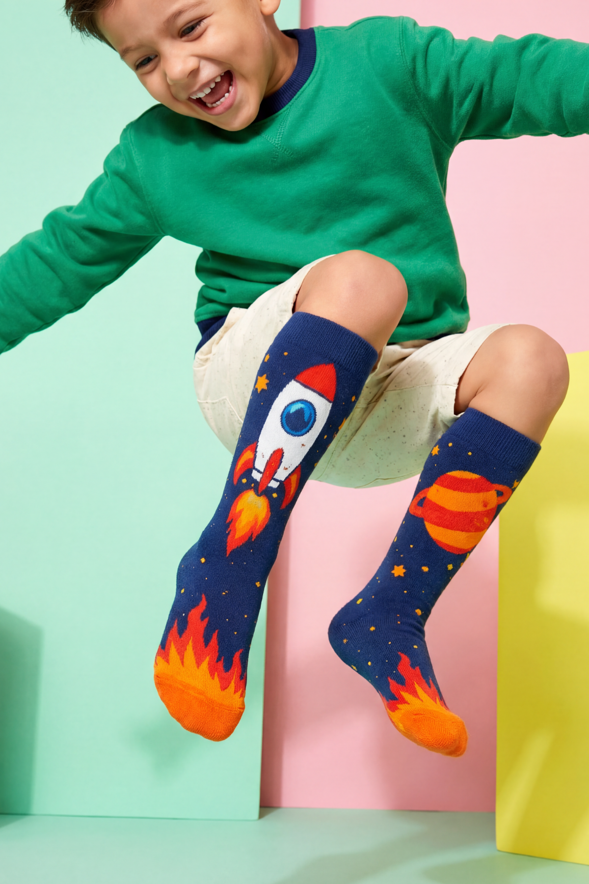Çocuk Uzay Desenli Dizüstü Çorap