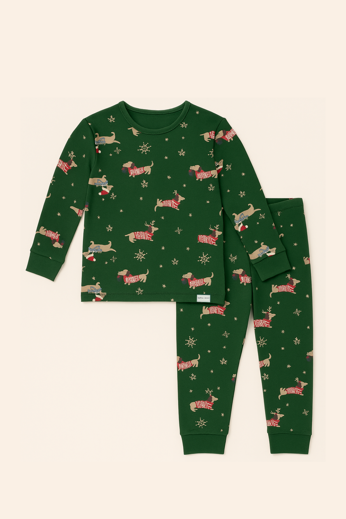 Çocuk Yılbaşı Temalı Pijama Takımı Yeşil