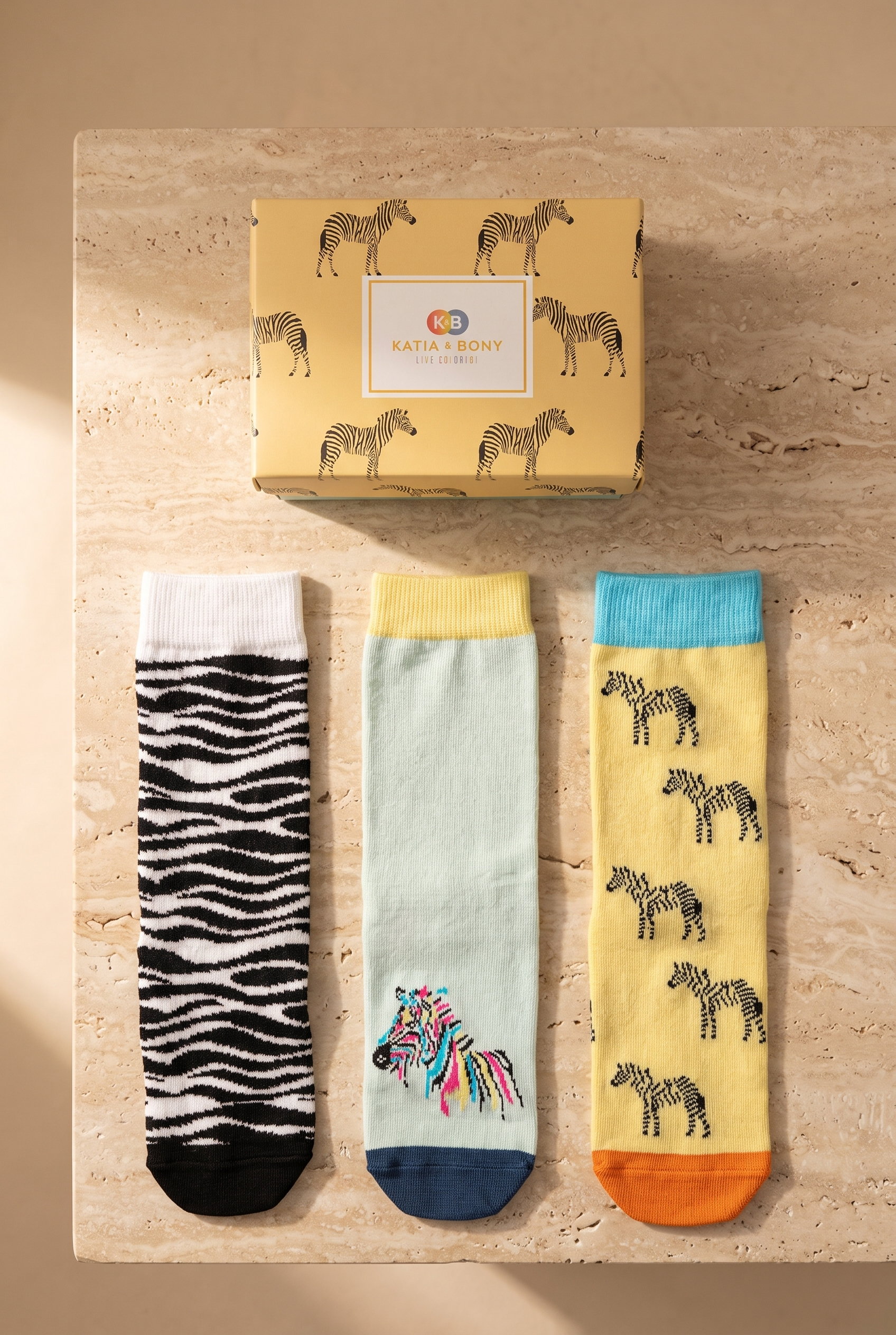 Çocuk Zebra Desenli 3'lü Kutulu Soket Çorap
