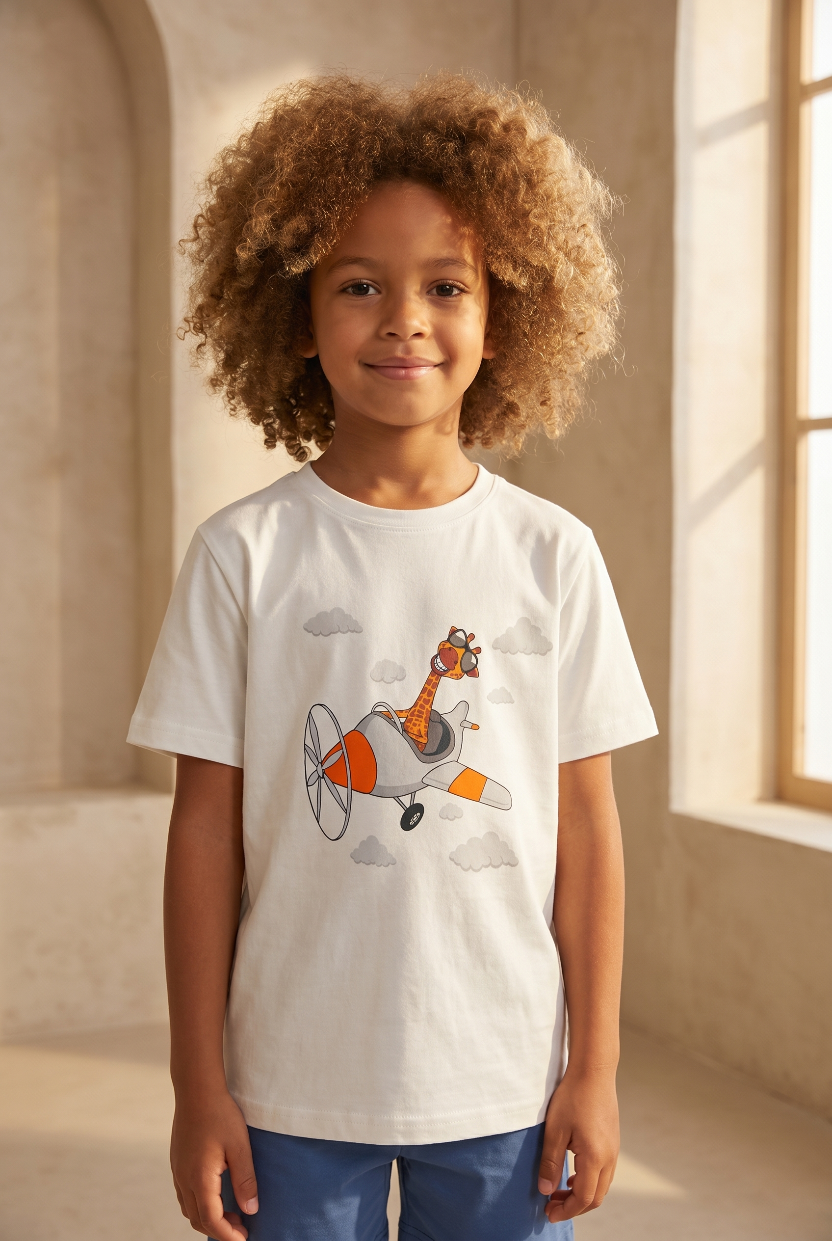 Çocuk Zürafa Desenli Şortlu Pijama Takımı