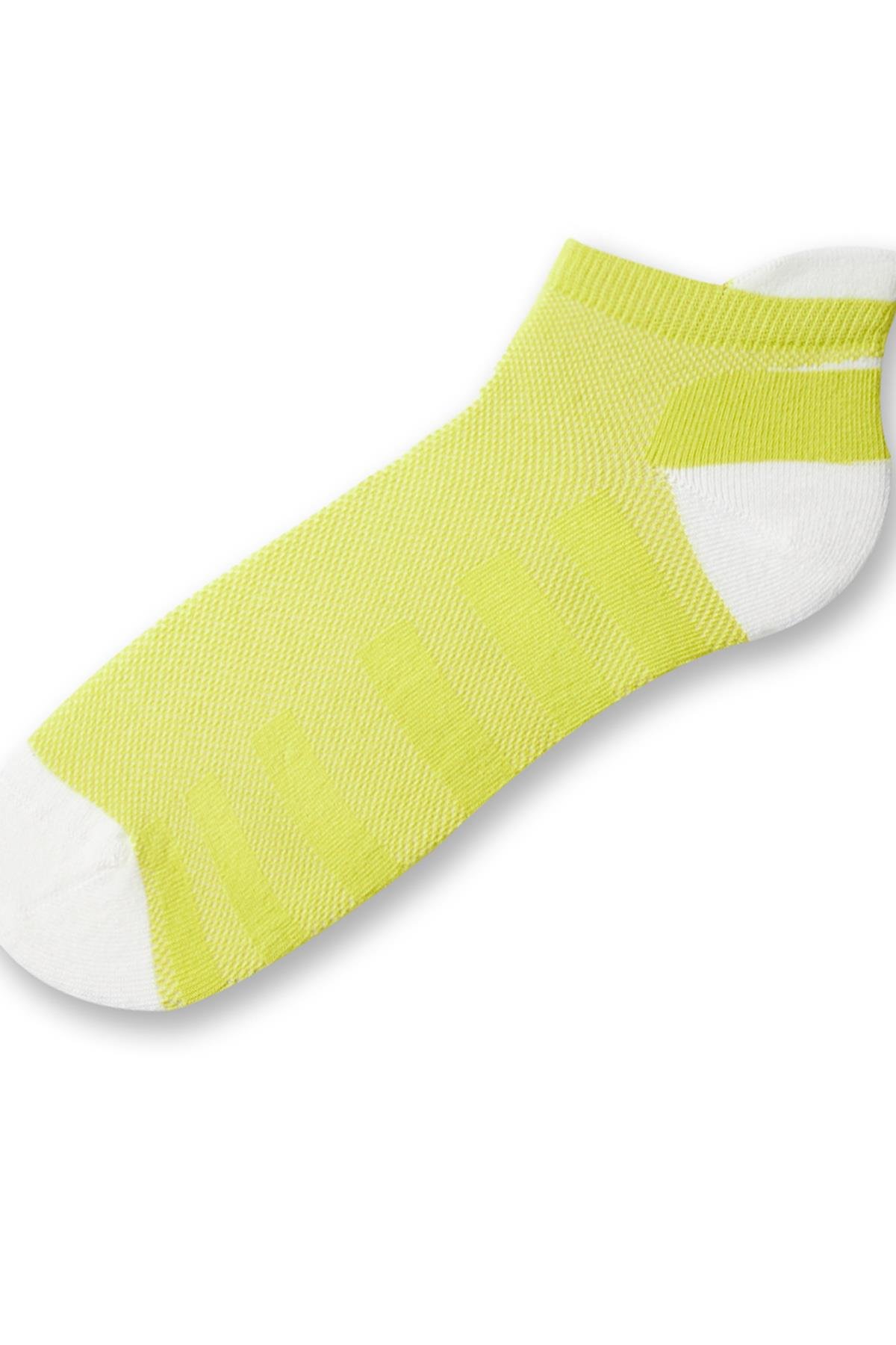 Desenli Erkek Step Golf Çorabı Sarı/Beyaz