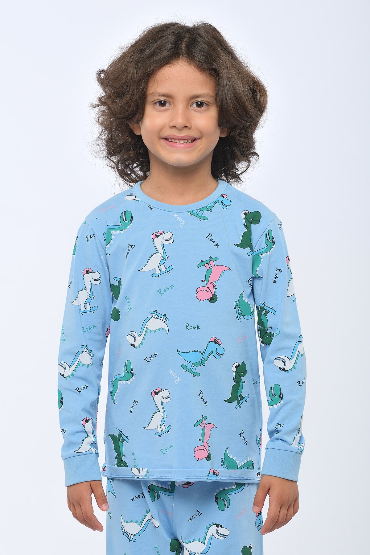 Dino Erkek Çocuk Pijama Takımı MAVİ