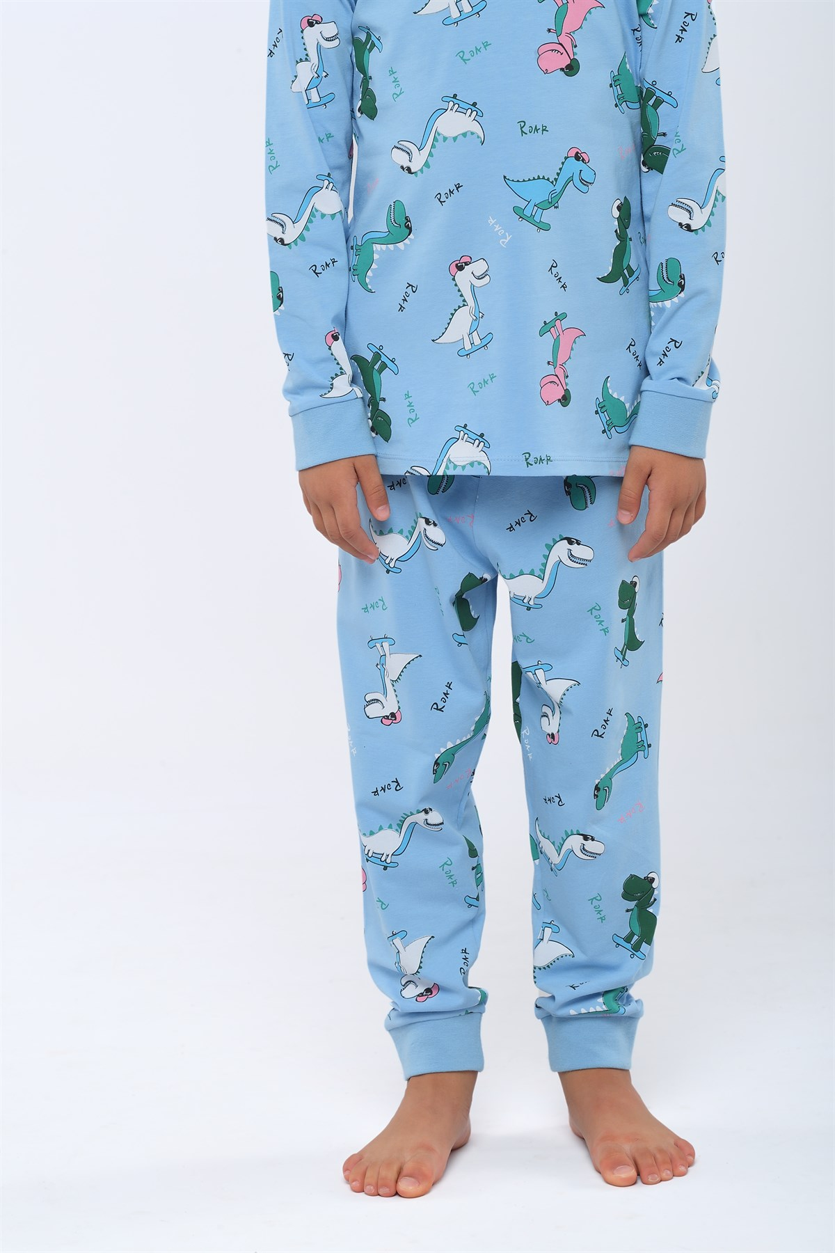 Dino Erkek Çocuk Pijama Takımı MAVİ