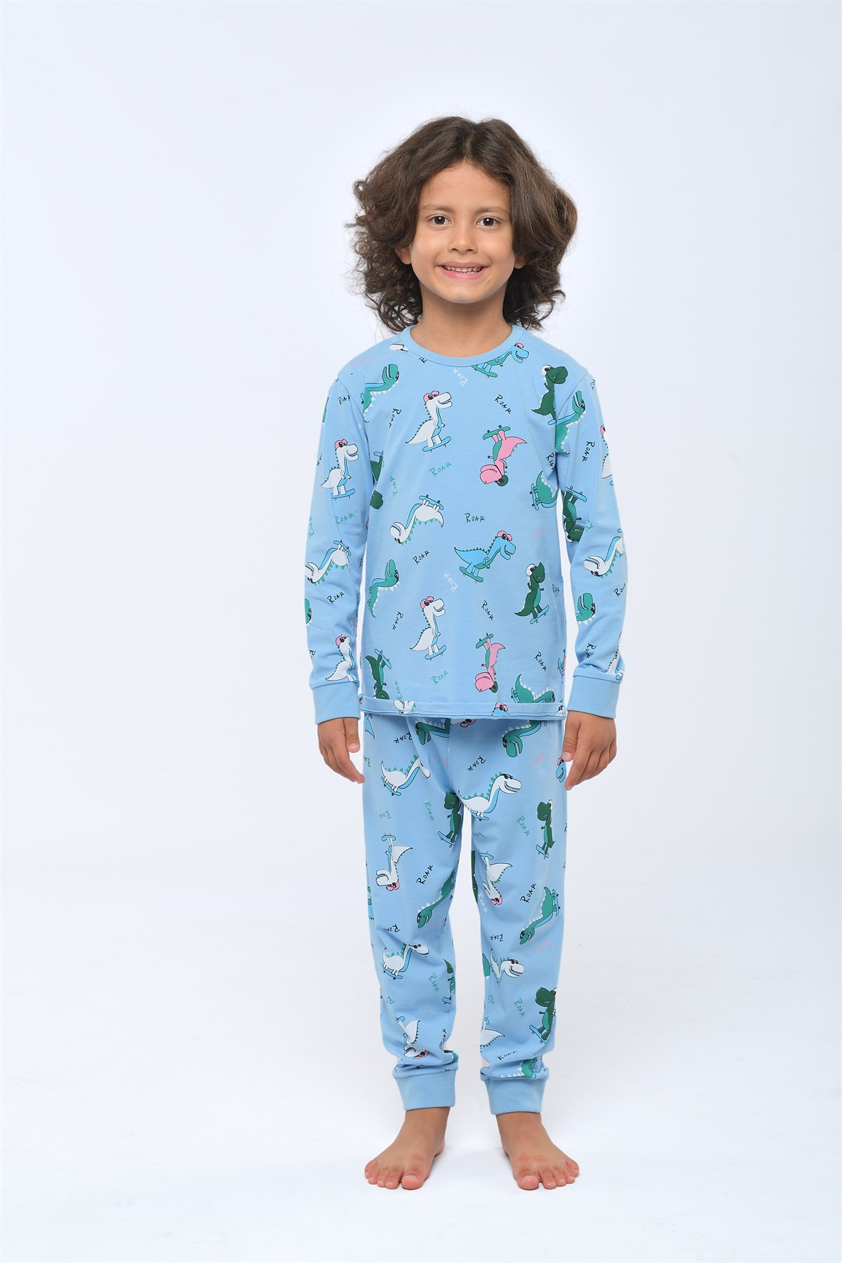 Dino Erkek Çocuk Pijama Takımı MAVİ
