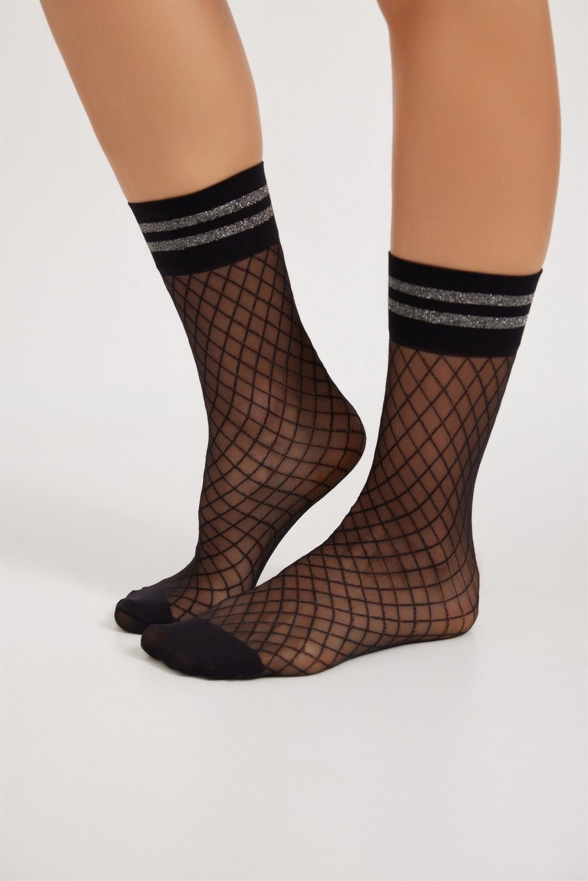 Dizaltı Opak File  Kadın Basic Çorap SİYAH