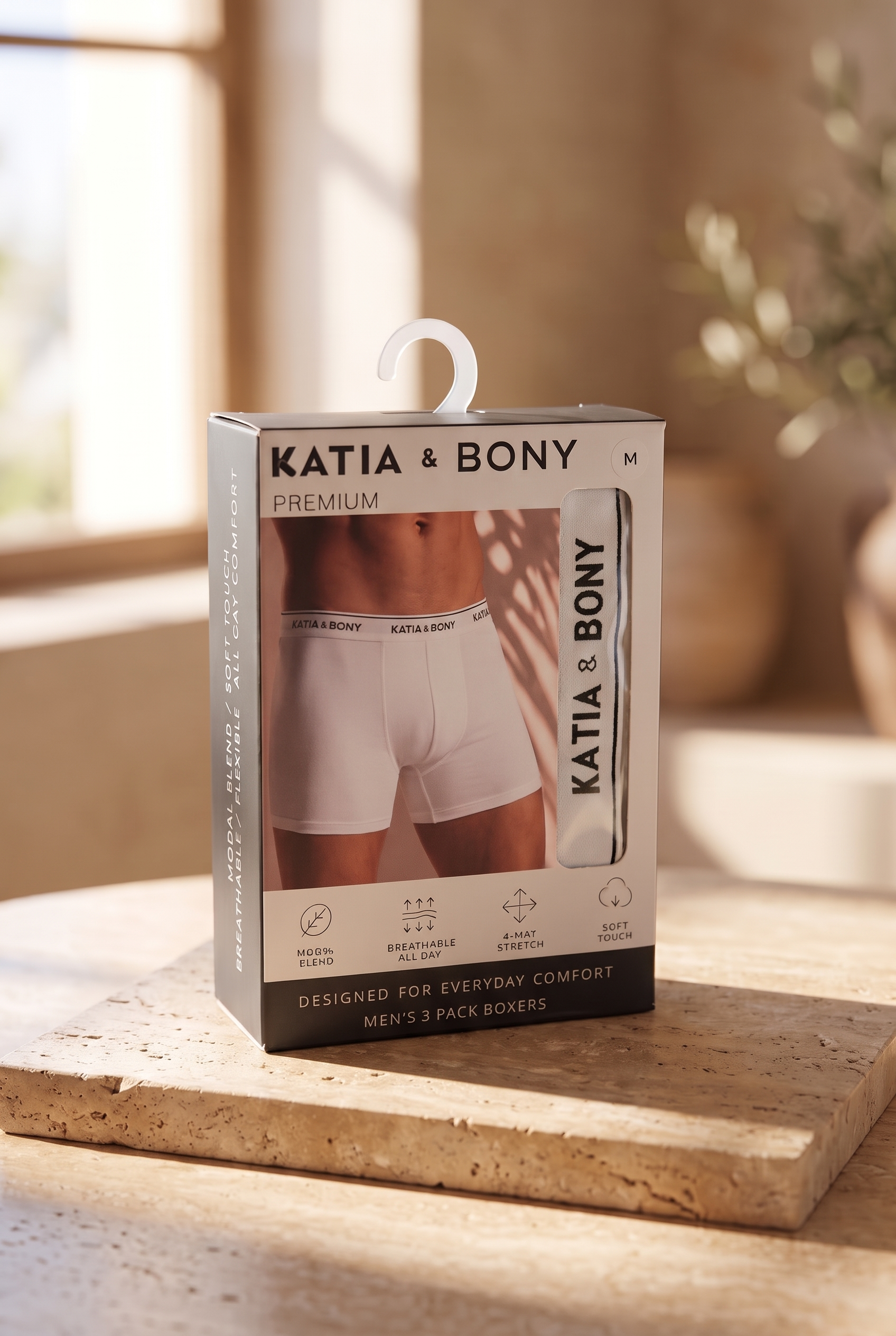 22603M4001 3PCK BASIC KUTULU MODAL ERKEK BOXER Beyaz