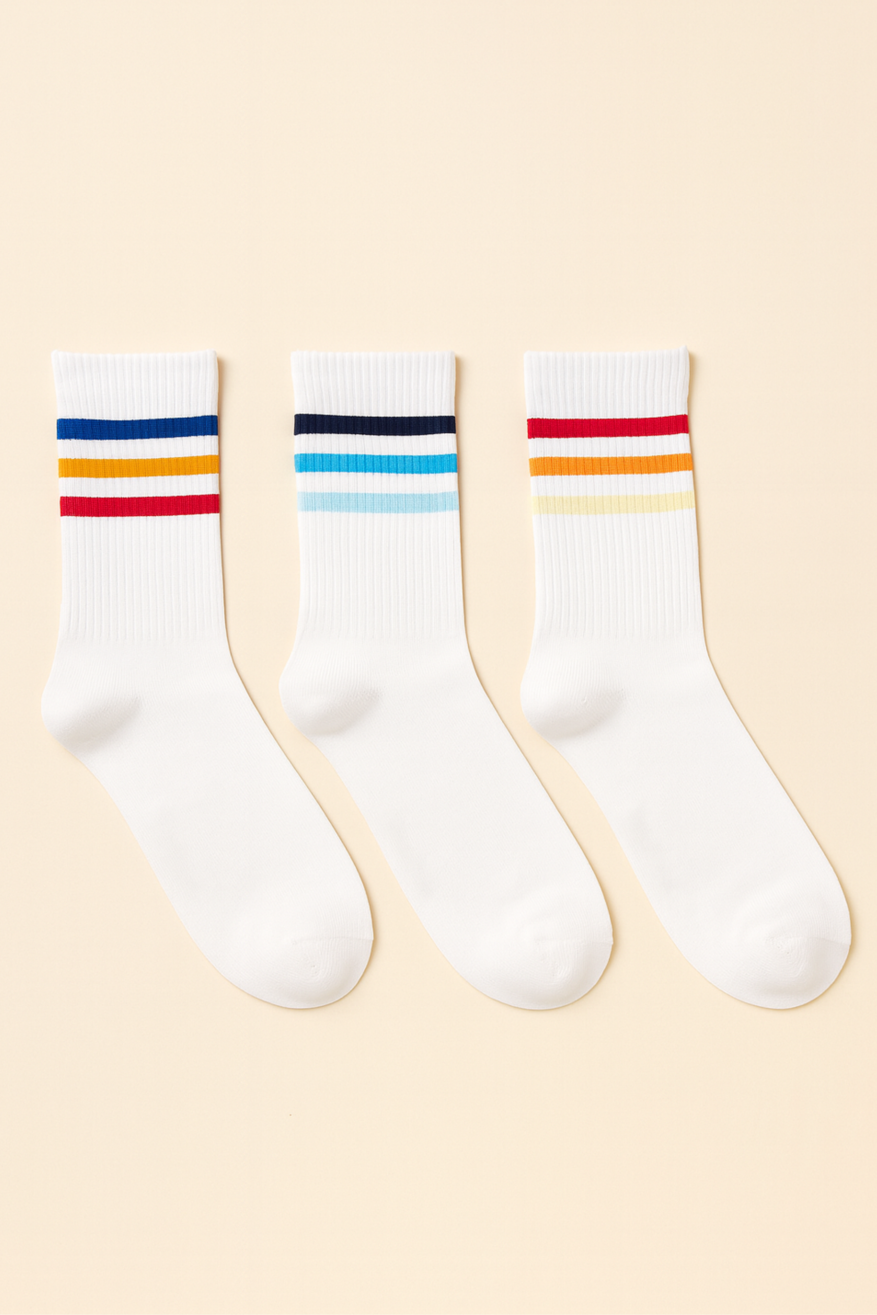 Erkek 3'lü Renkli Çizgili Soket Çorap