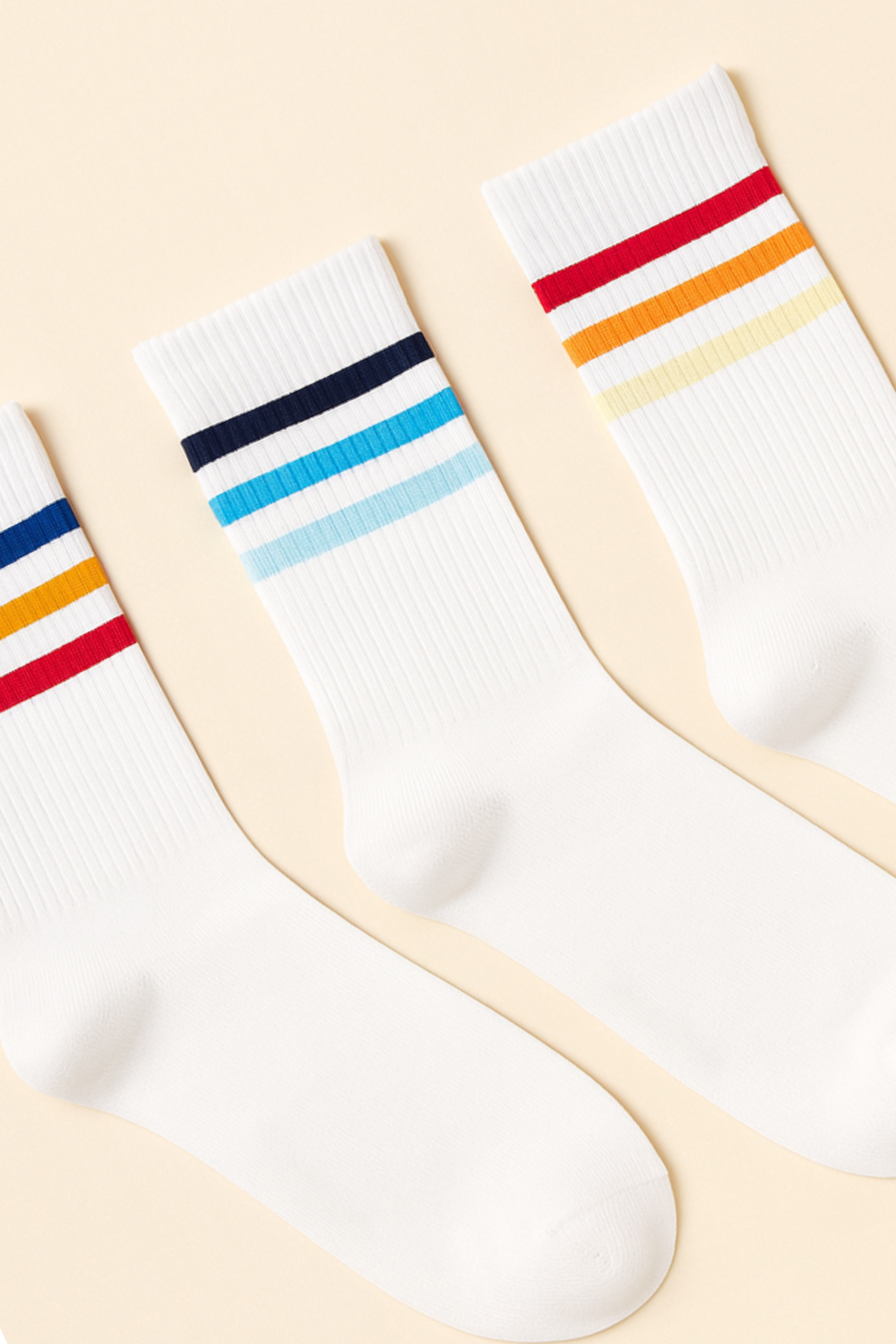 Erkek 3'lü Renkli Çizgili Soket Çorap