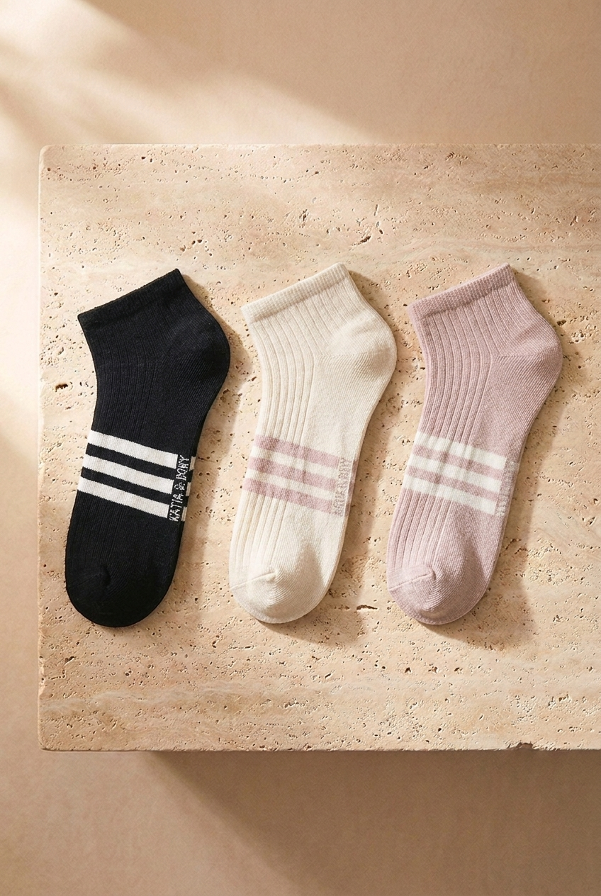 Men's Stripe Detailed 3-Piece Step Socks