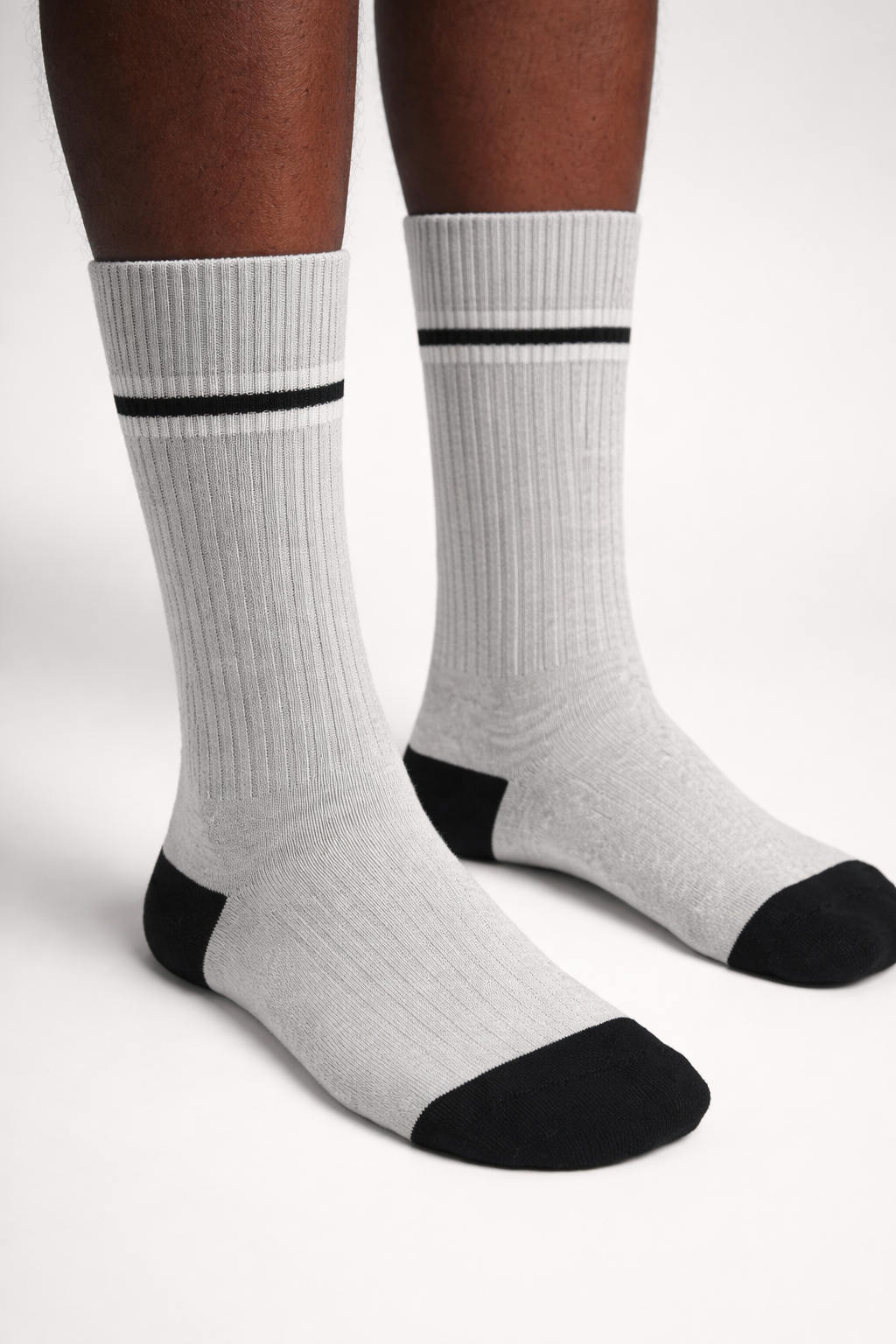 Erkek Çizgili Soket Çorap Açık Gri