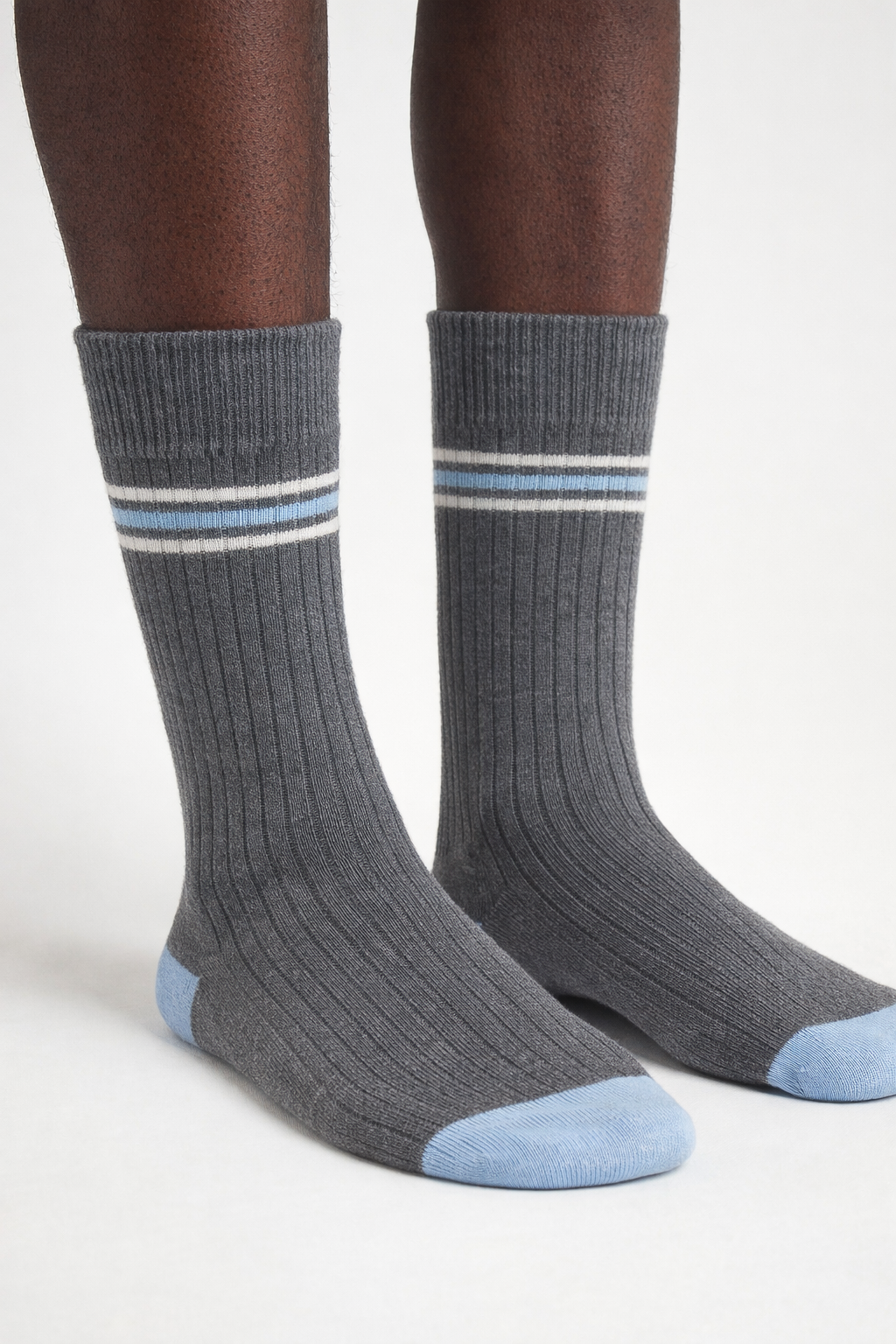Erkek Çizgili Soket Çorap Gri