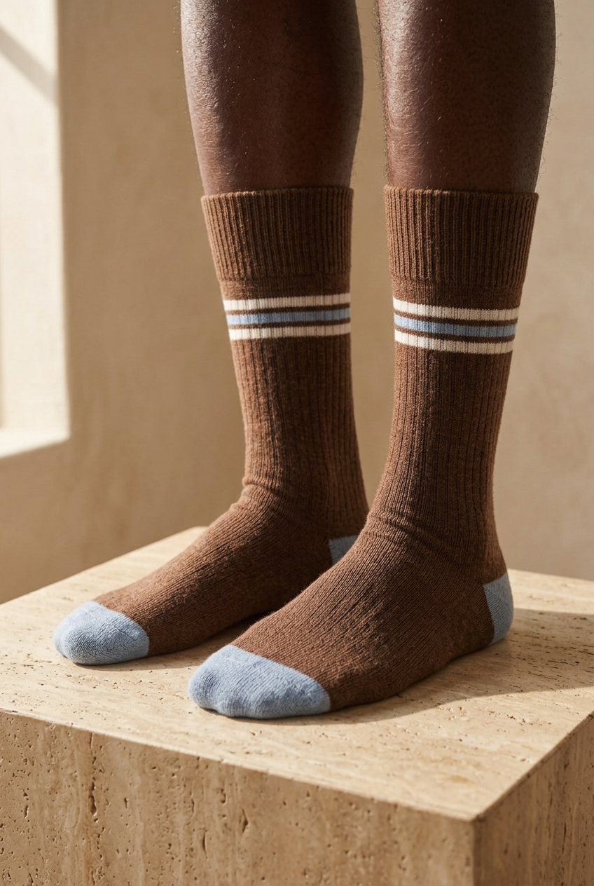 Men's Striped Socks Brown