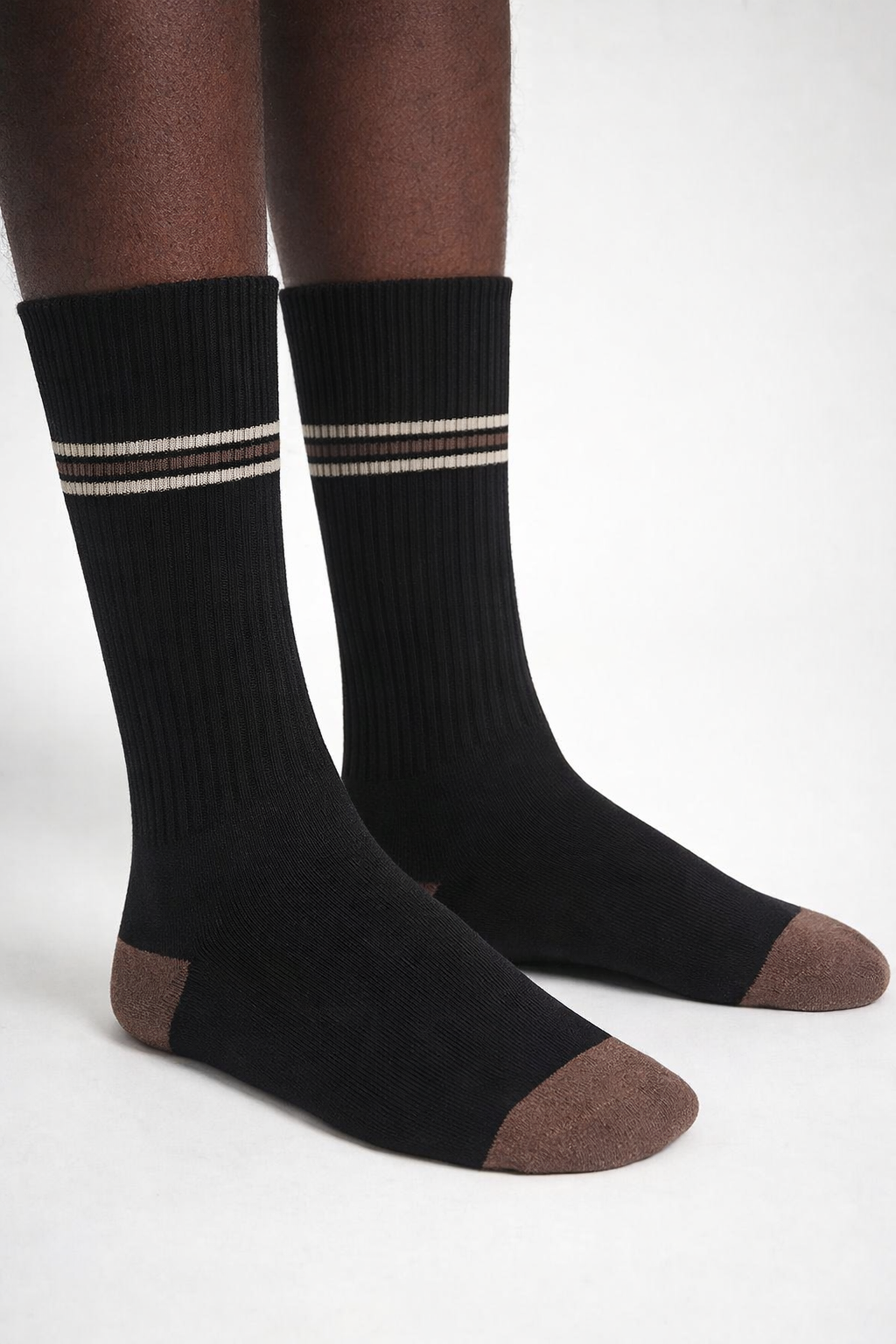 Erkek Çizgili Soket Çorap Siyah