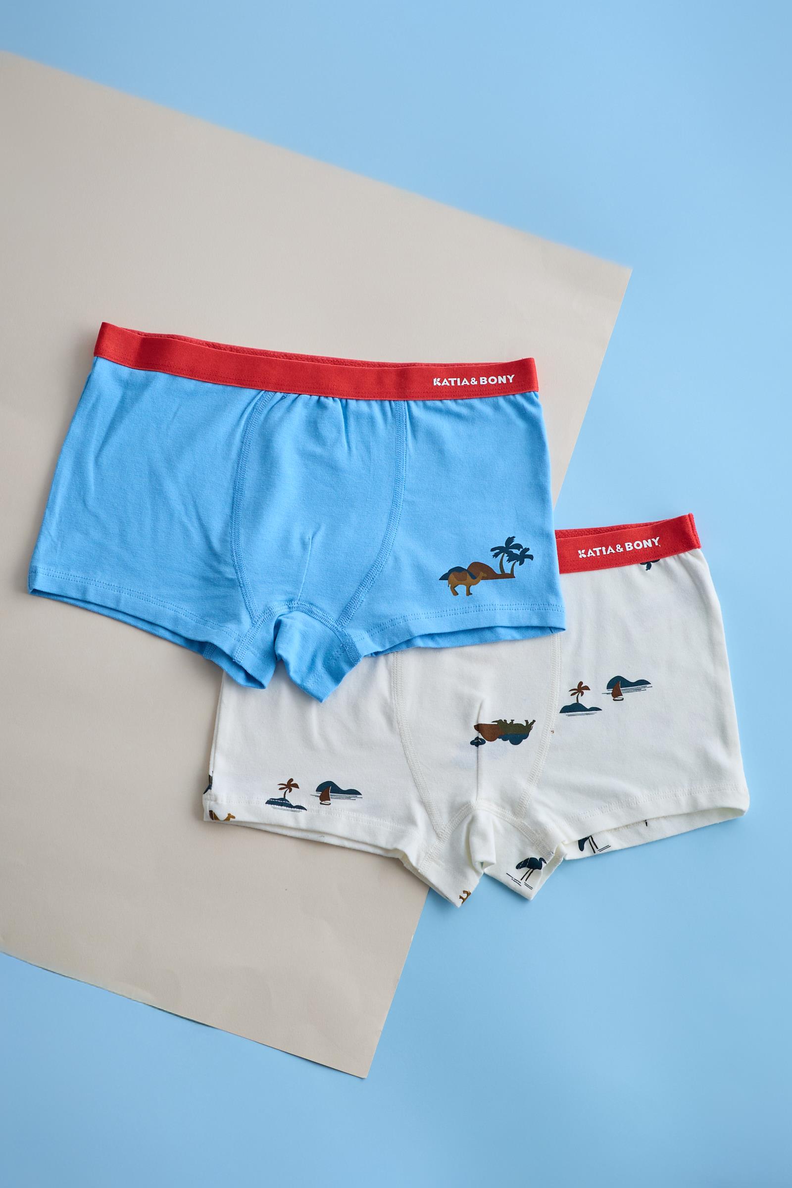 2'li Paket Safari Erkek Çocuk Boxer EKRU