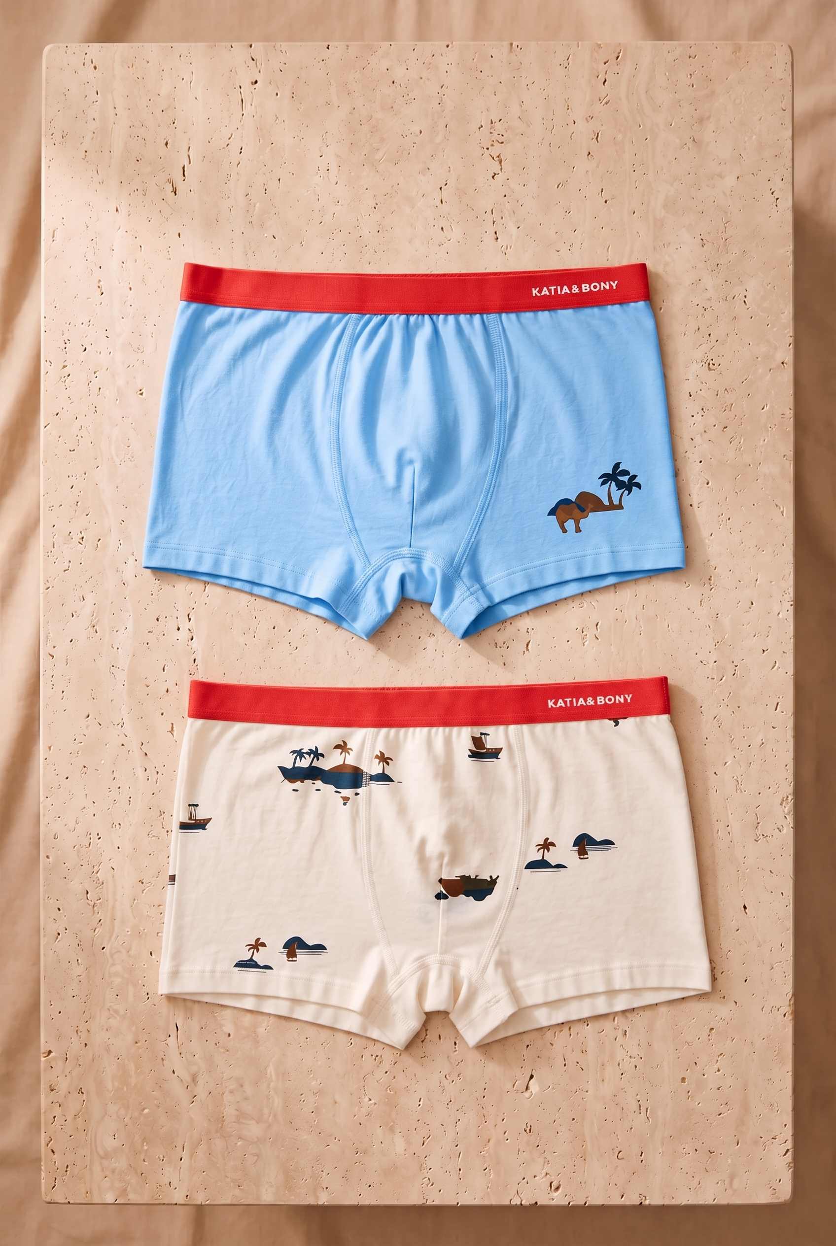 Erkek Çocuk 2'li Paket Safari Boxer Ekru