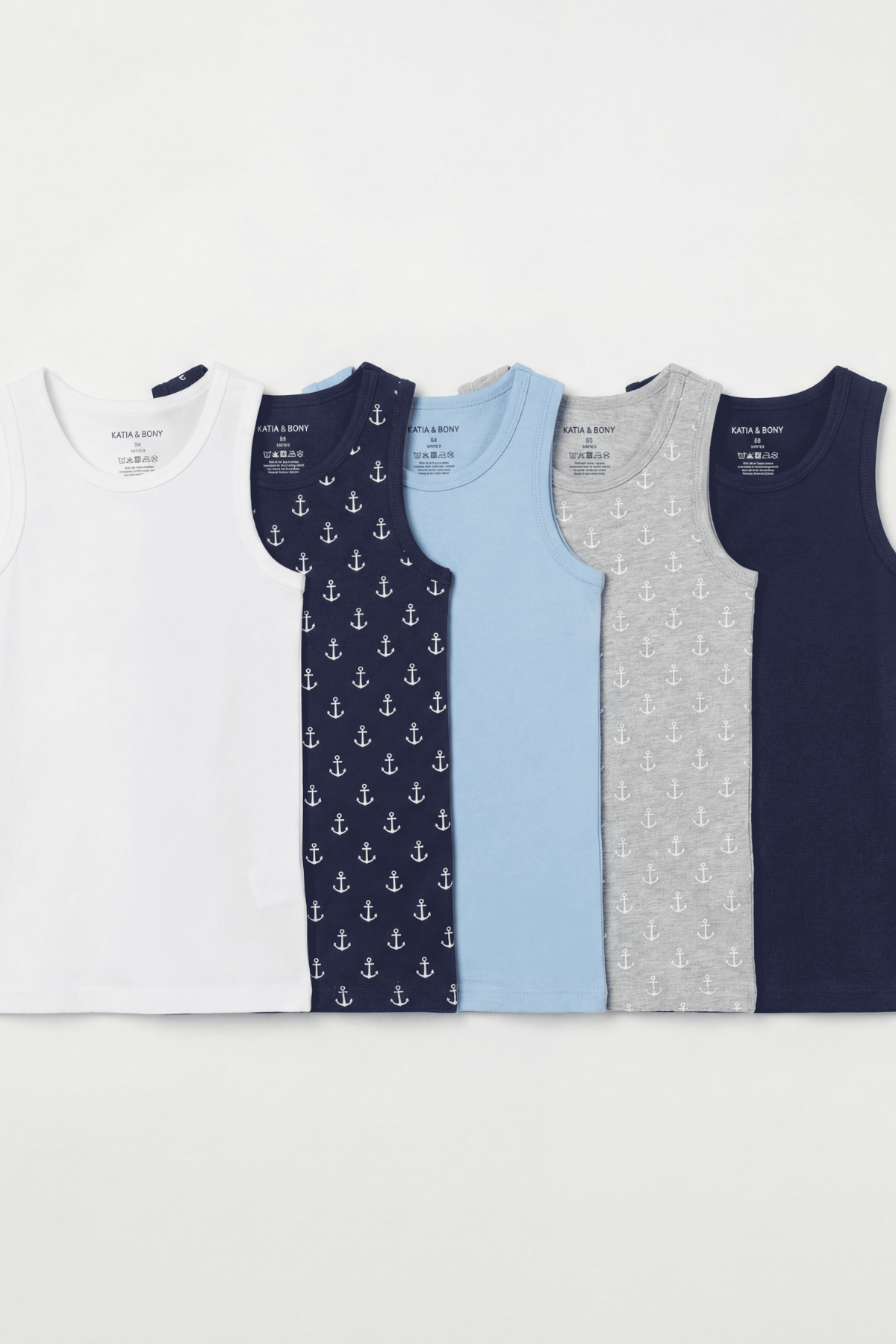 Erkek Çocuk 5'li Çapa Desenli Atlet