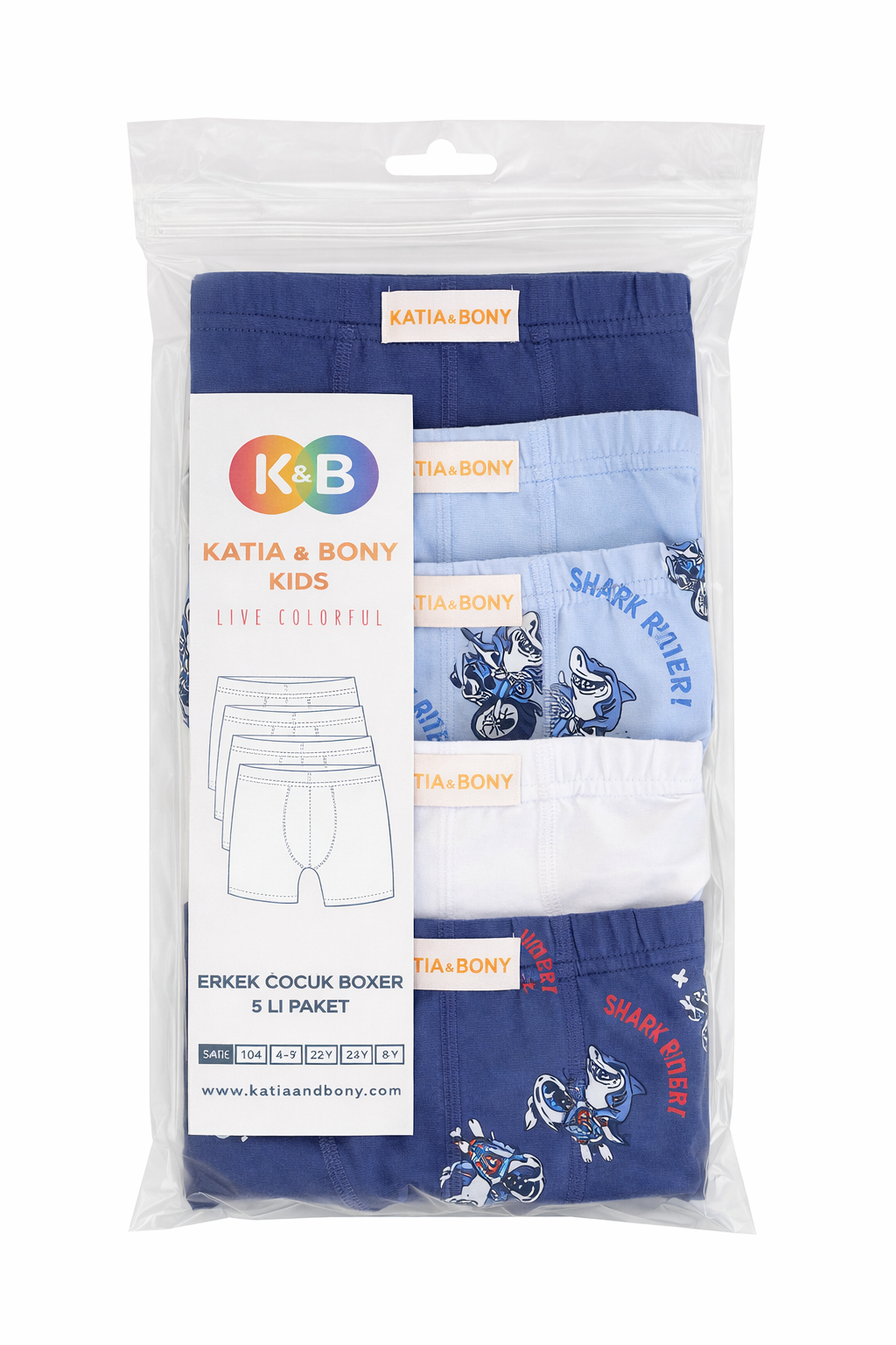 12603E2032 5PCK DESENLİ ERKEK ÇOCUK BOXER ÇOK RENKLİ
