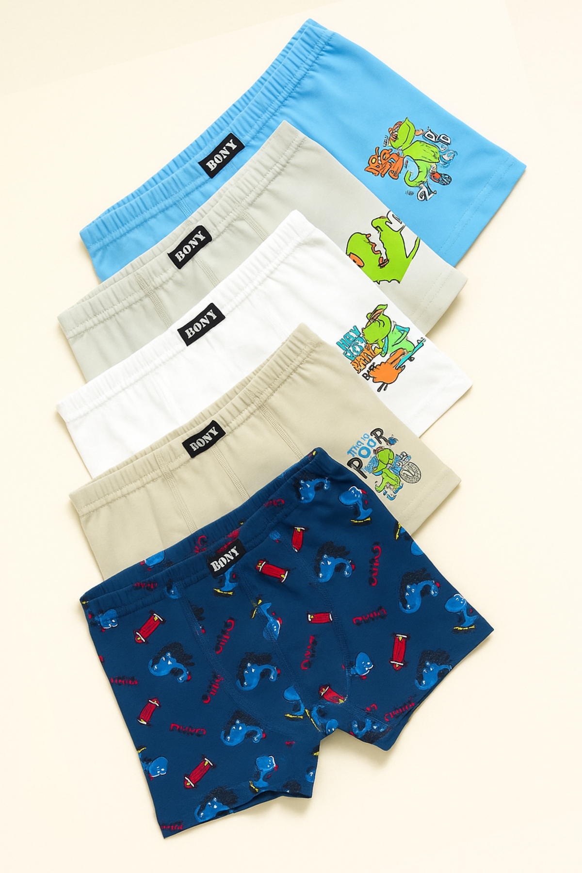 Erkek Çocuk 5'li Dinozor Desenli Boxer