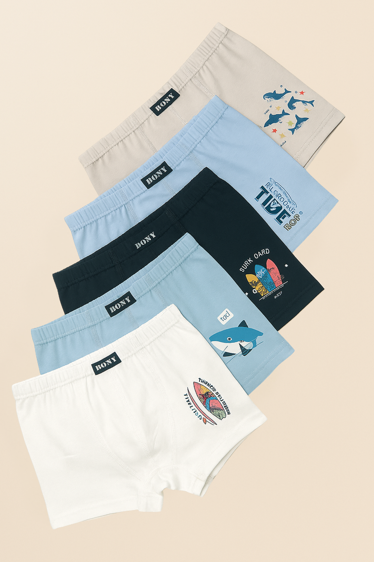 Erkek Çocuk 5'li Karışık Desenli Boxer