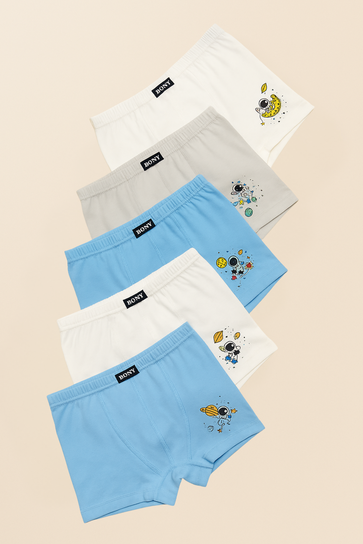 Erkek Çocuk 5'li Uzay Desenli Boxer