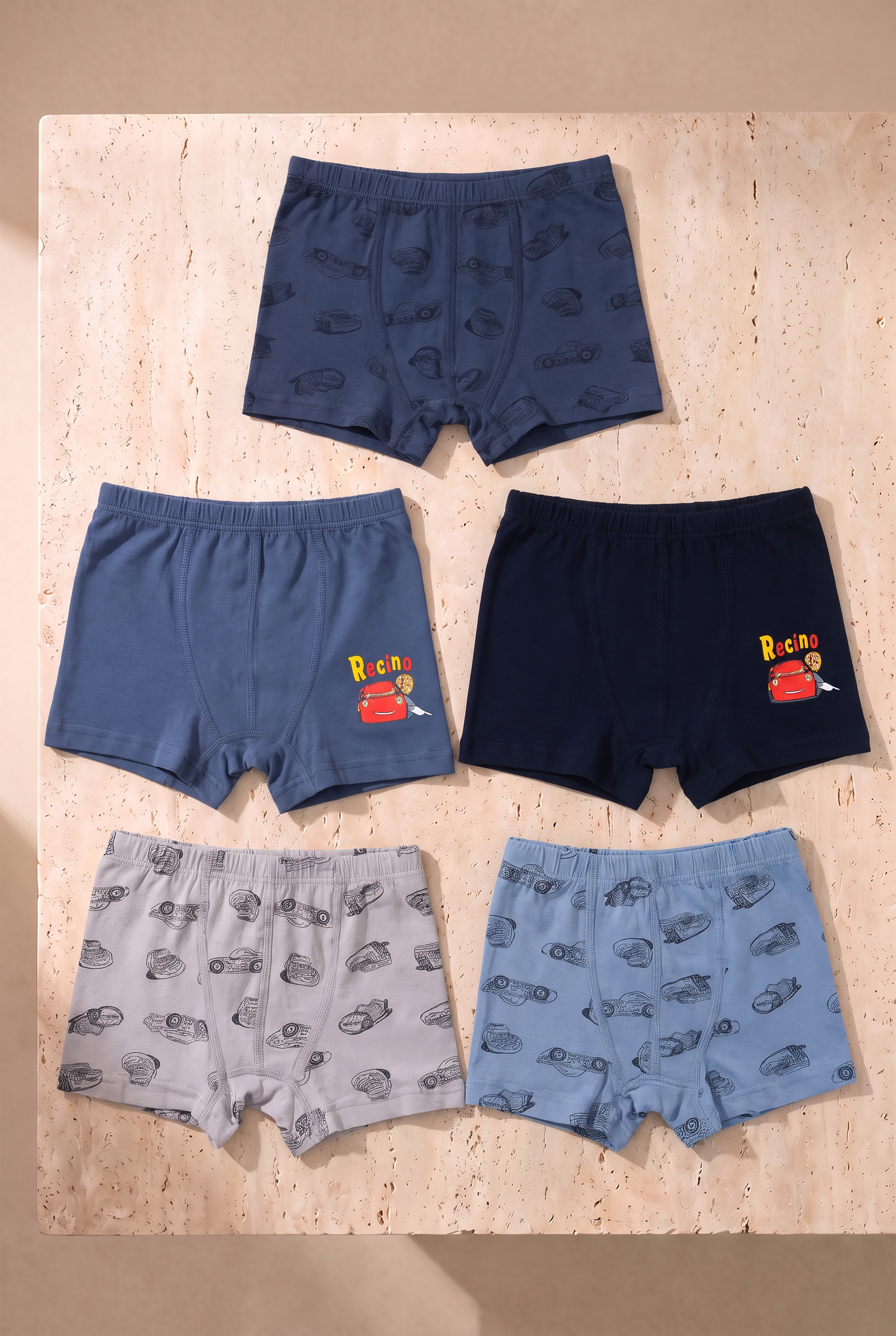 Erkek Çocuk Araba Desenli 5'li Boxer 