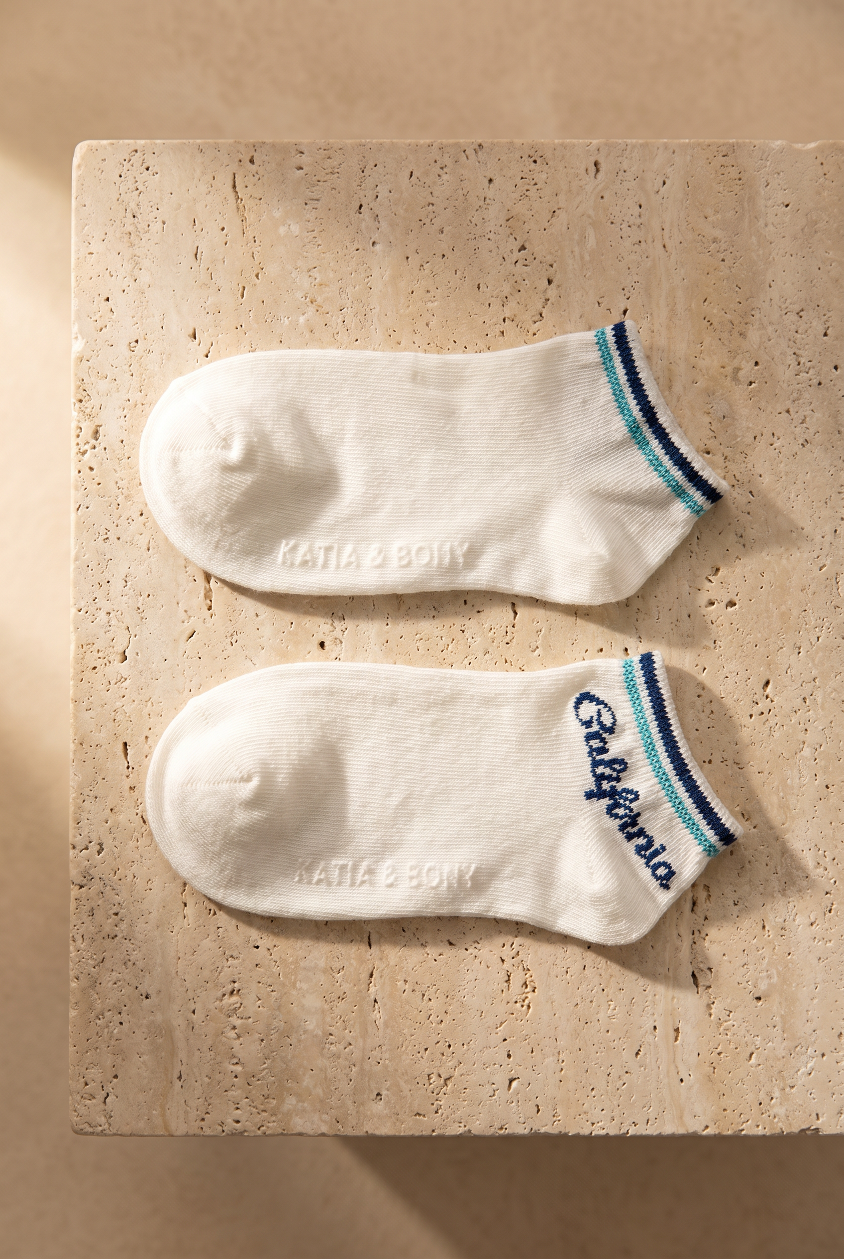 Boy's California Step Socks Ecru-Blue