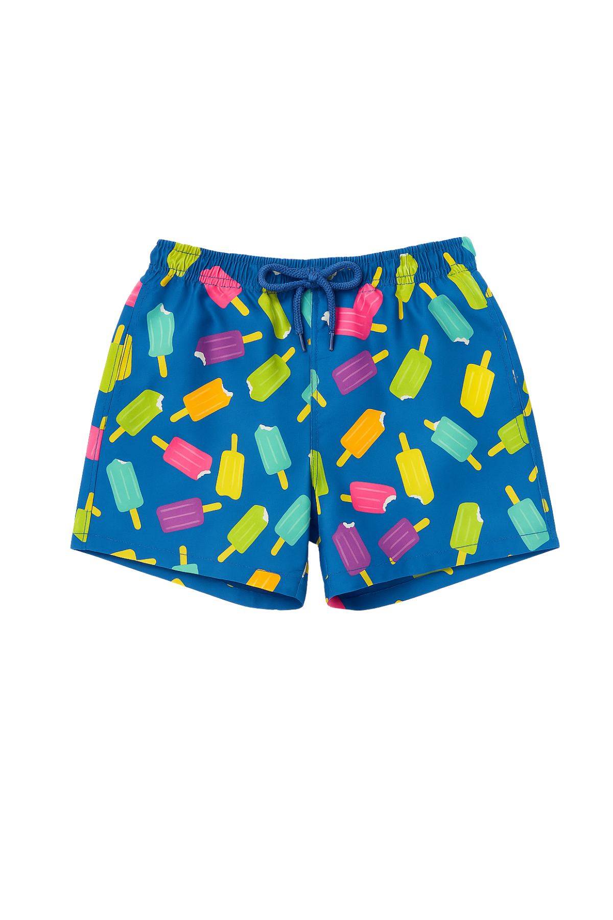 Erkek Çocuk Dondurma Desenli Deniz Şortu Mavi