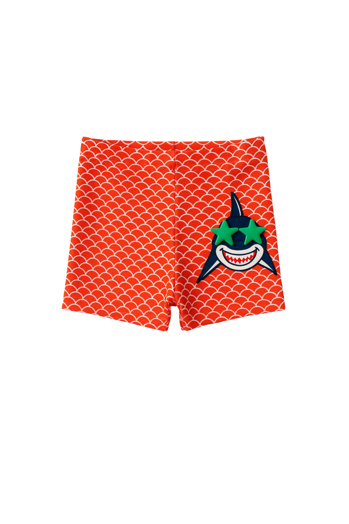 Erkek Çocuk Frill Wave Köpek Balıklı Slim Fit Mayo Mercan