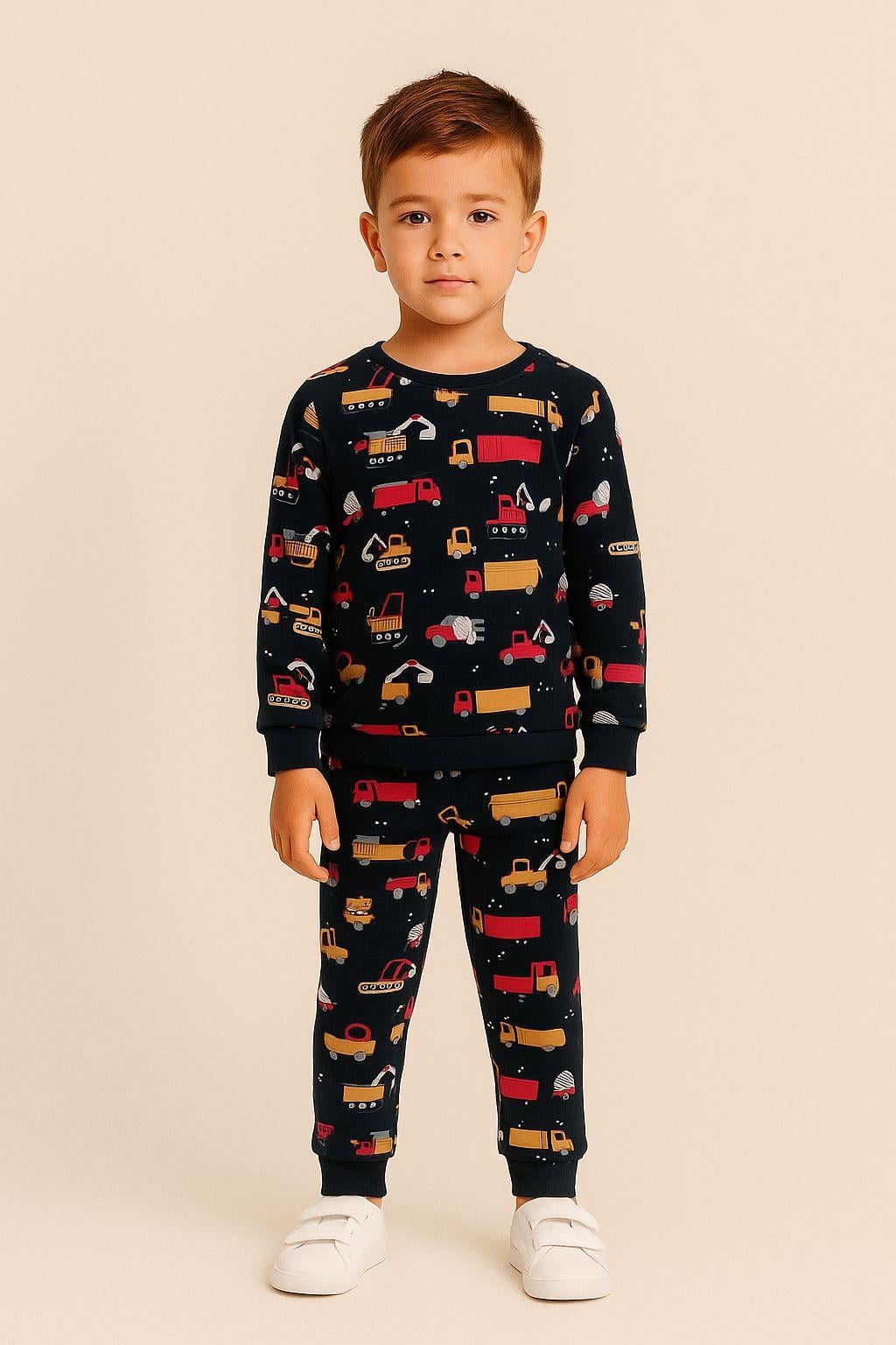Erkek Çocuk Kamyon Desenli Pijama Takımı