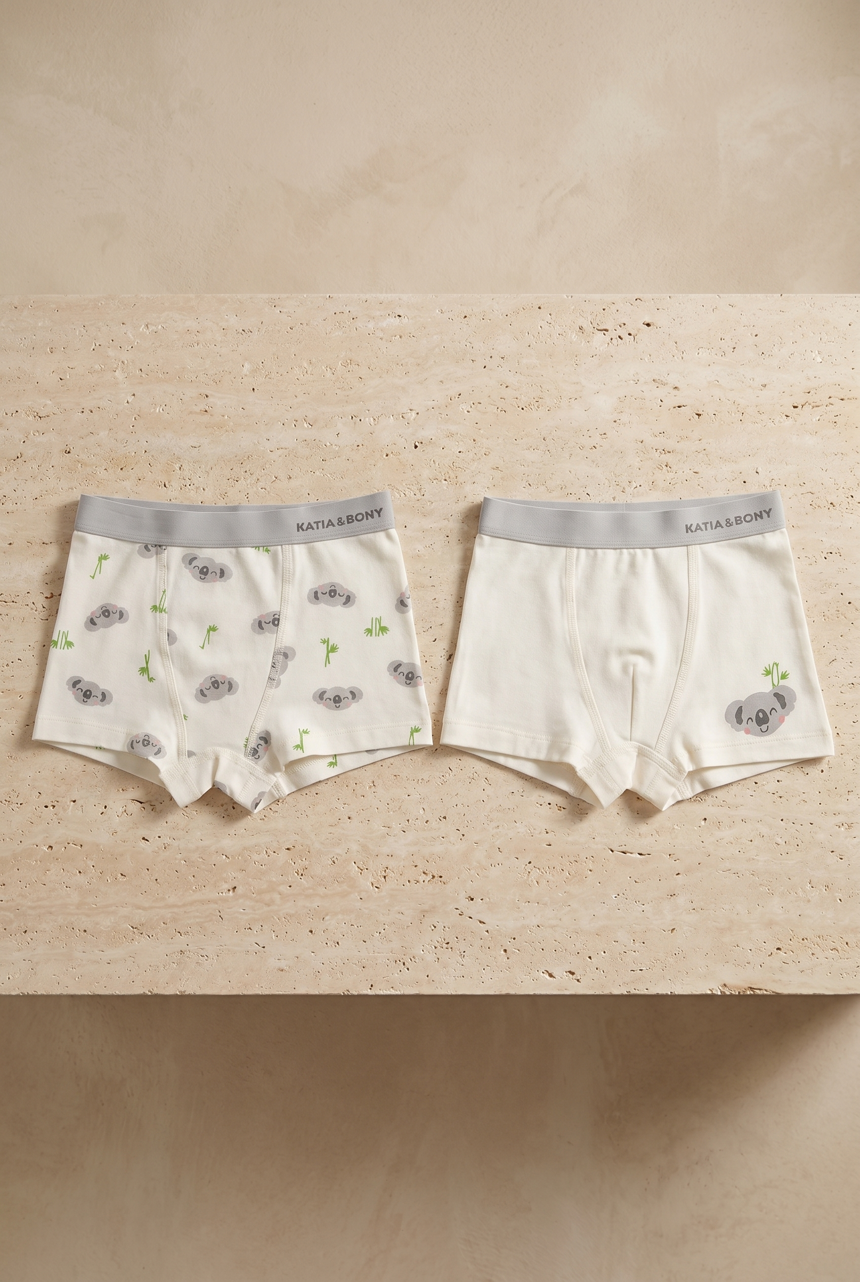 Erkek Çocuk Koala Desenli 2'li Boxer Ekru