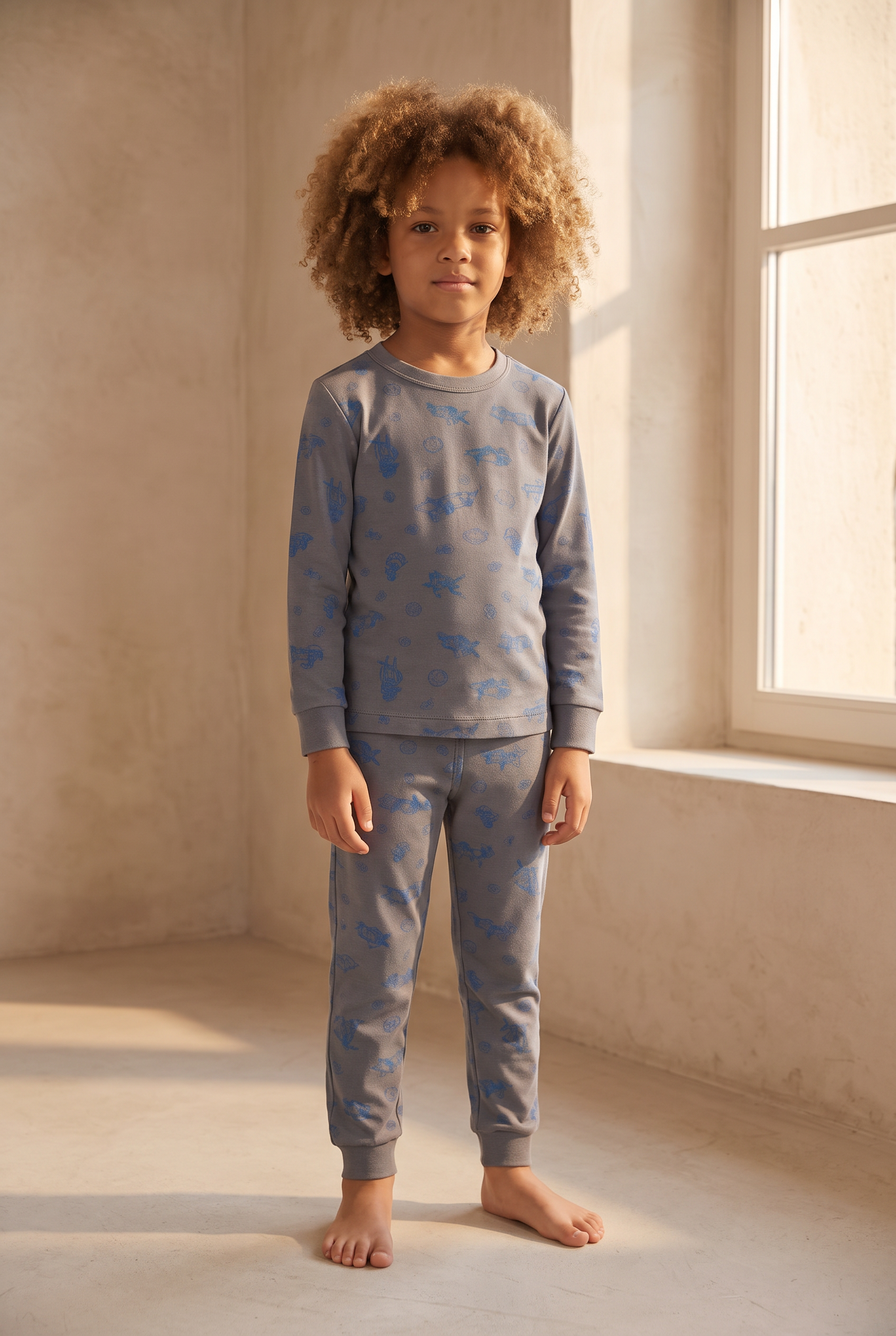 Erkek Çocuk Savaş Uçağı Desenli Pijama Takımı