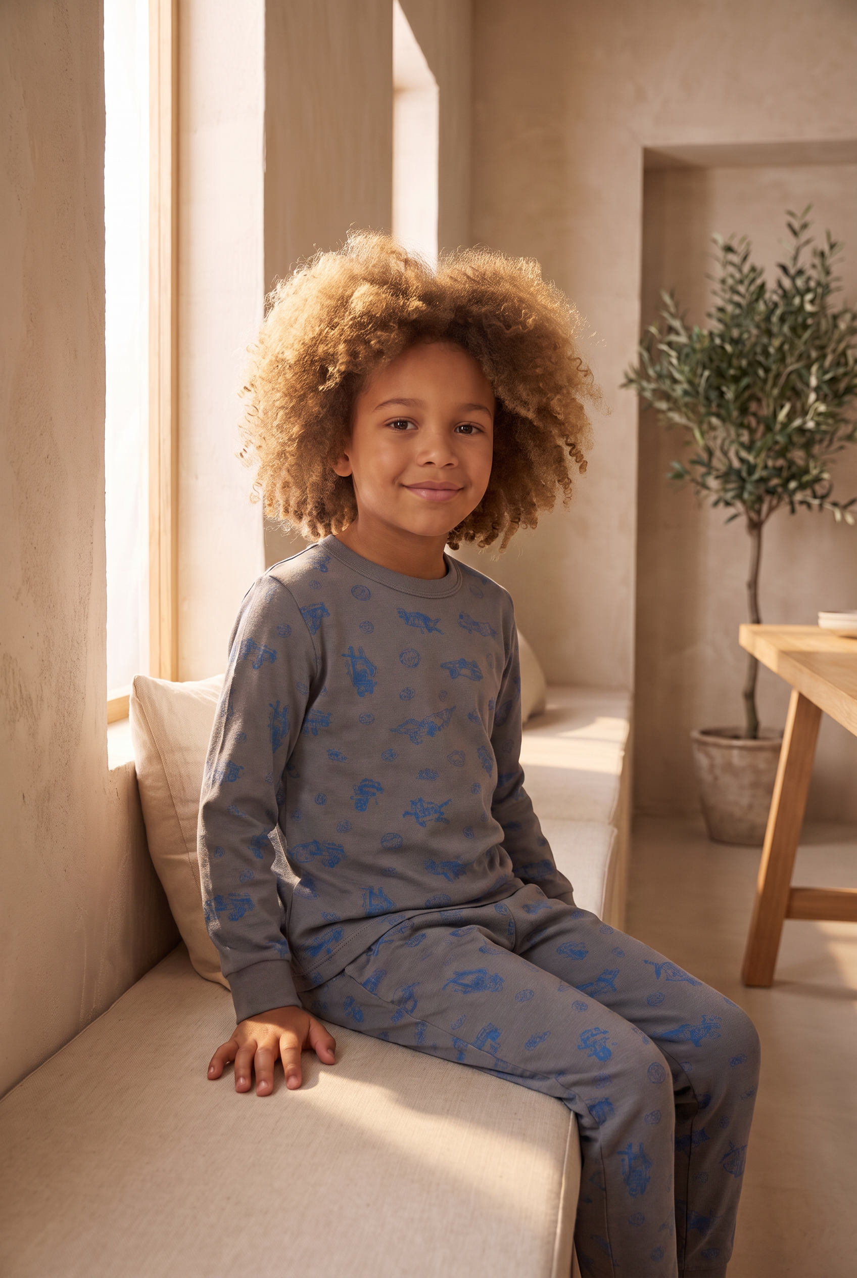 Erkek Çocuk Savaş Uçağı Desenli Pijama Takımı