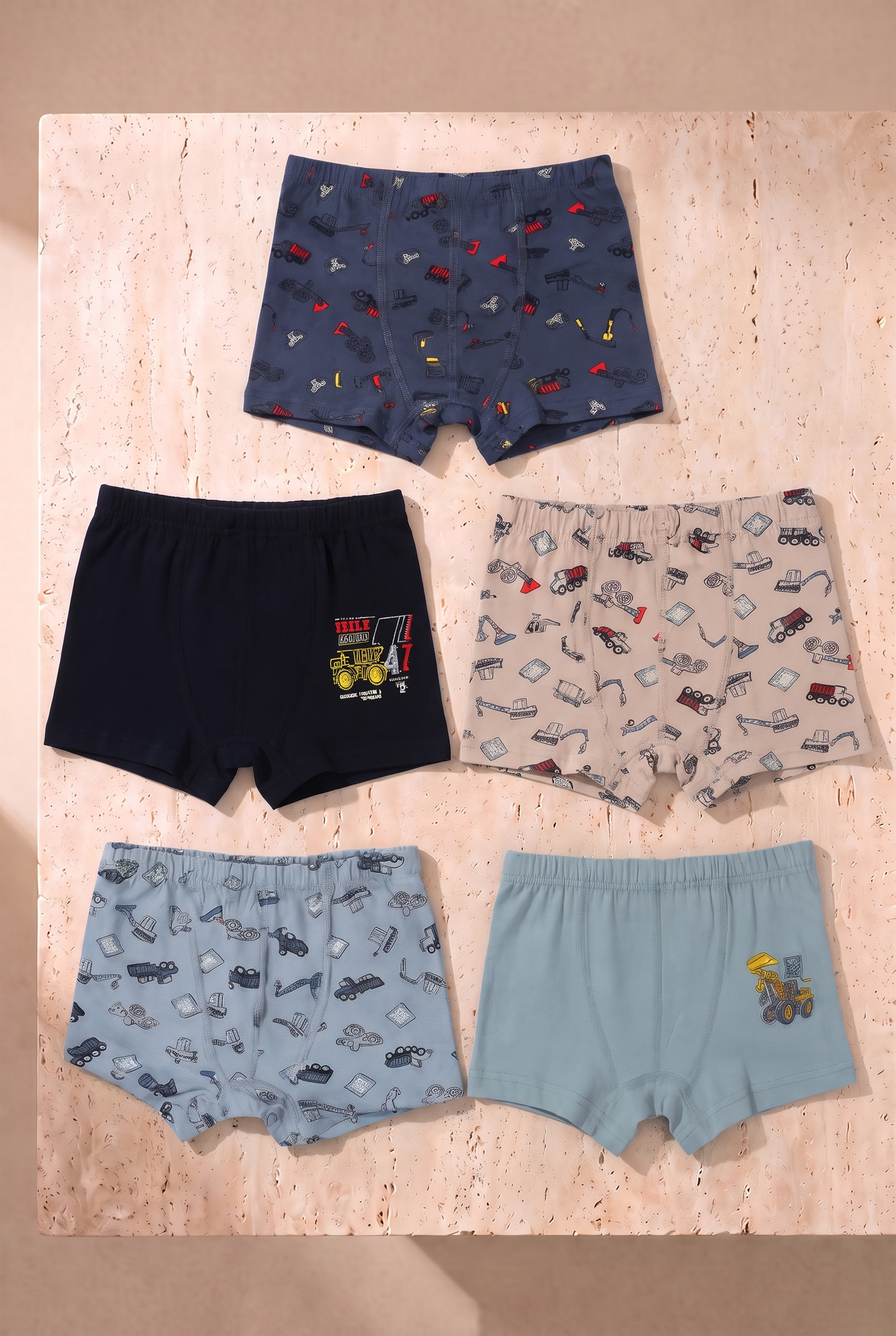 Erkek Çocuk Traktör Baskılı 5'li Boxer