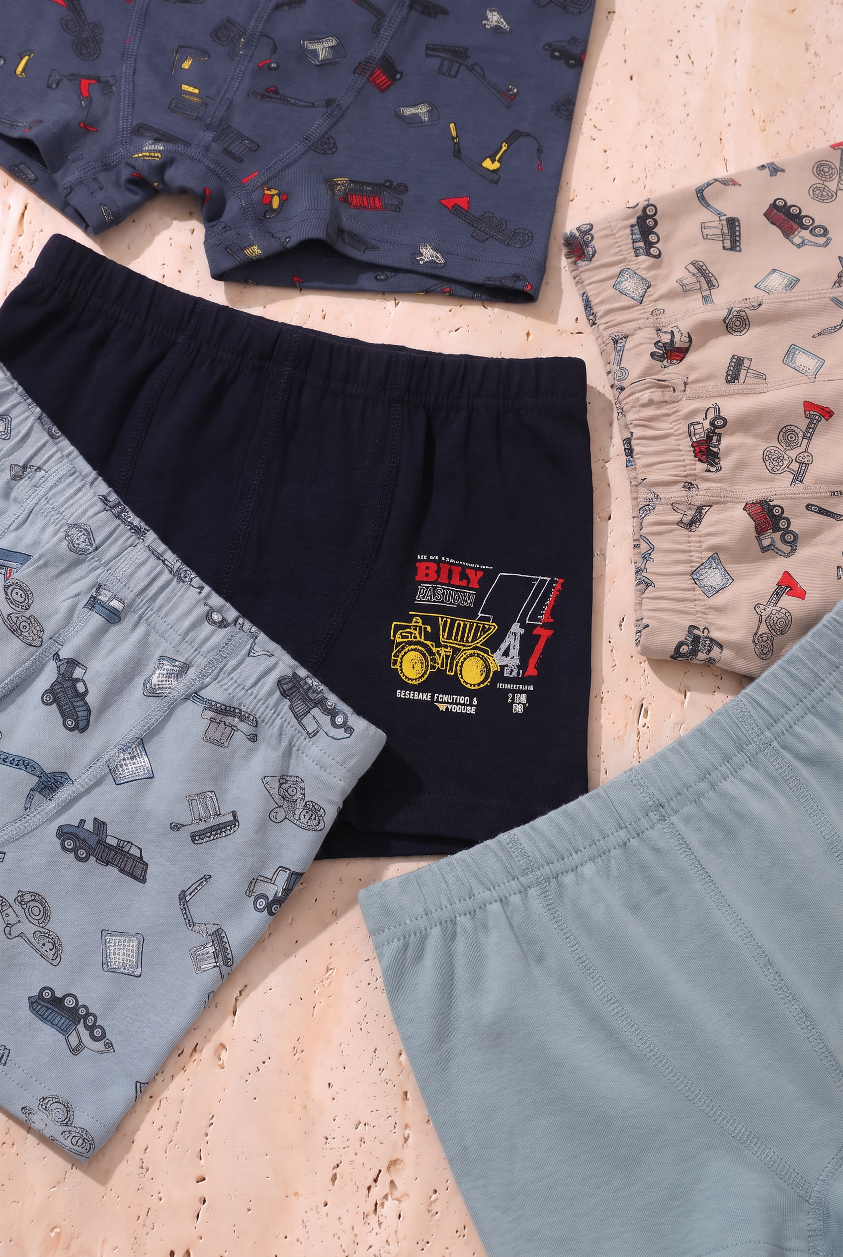 Erkek Çocuk Traktör Baskılı 5'li Boxer