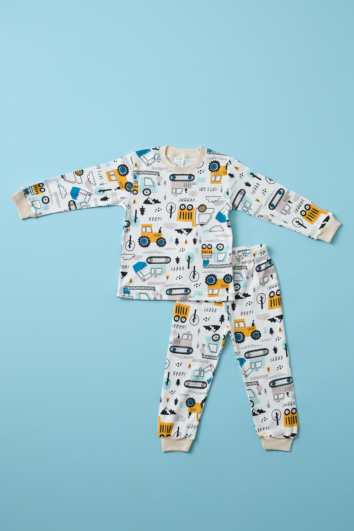Erkek Çocuk Traktör Baskılı Pijama Takımı