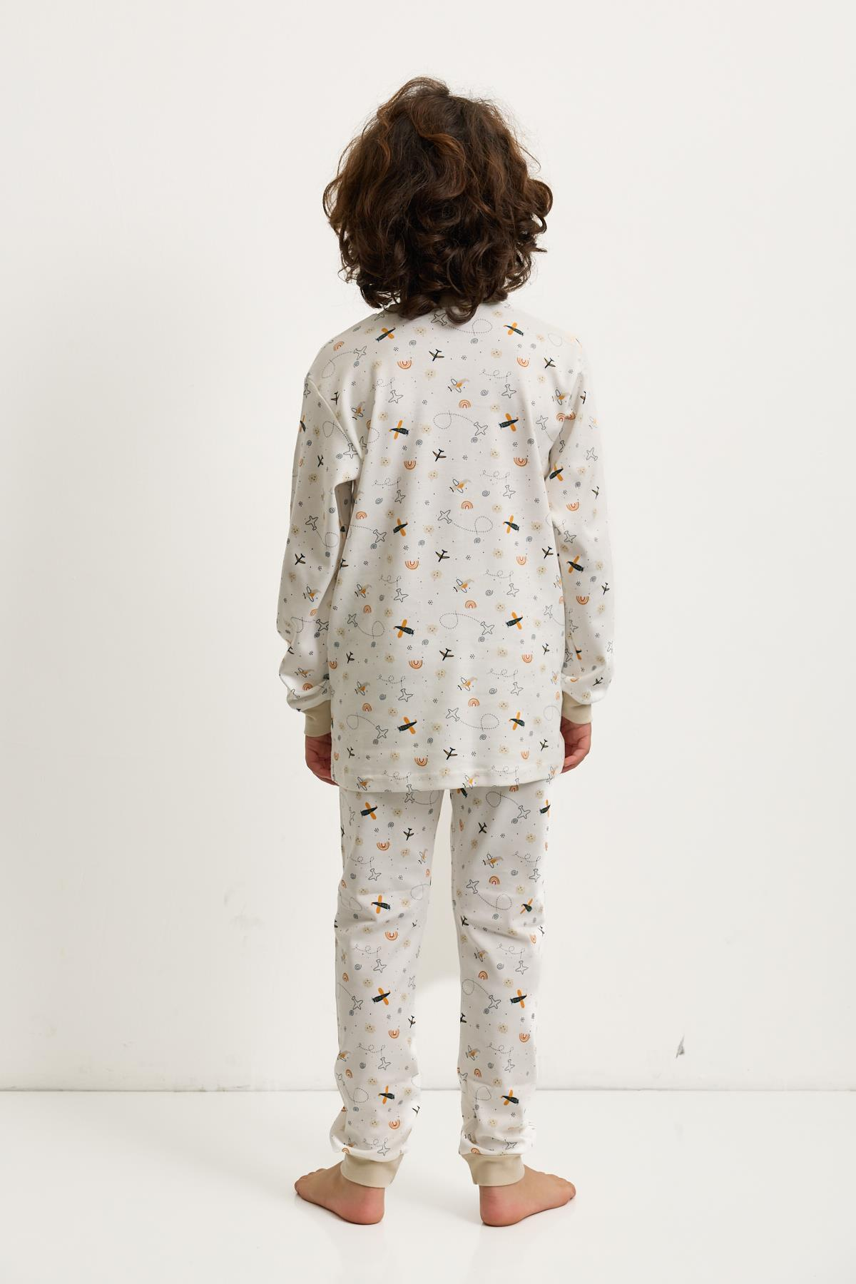 Erkek Çocuk Uçak Baskılı Pijama Takımı