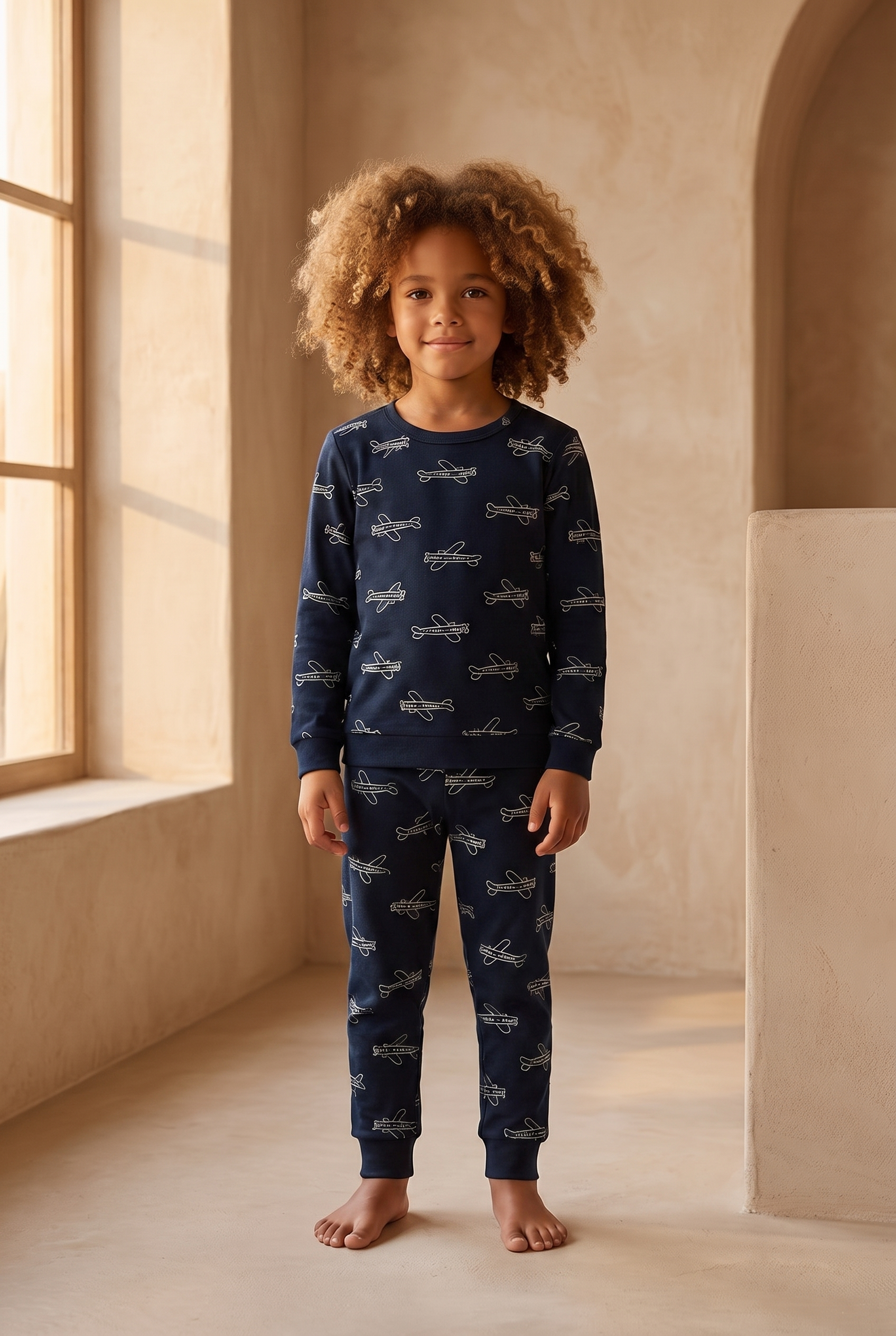 Erkek Çocuk Uçak Desenli Pijama Takımı