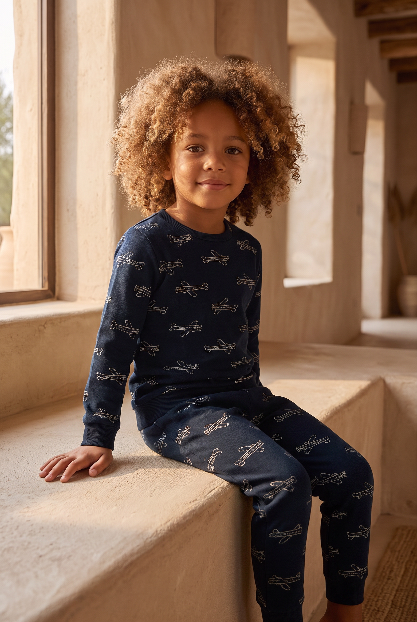 Erkek Çocuk Uçak Desenli Pijama Takımı