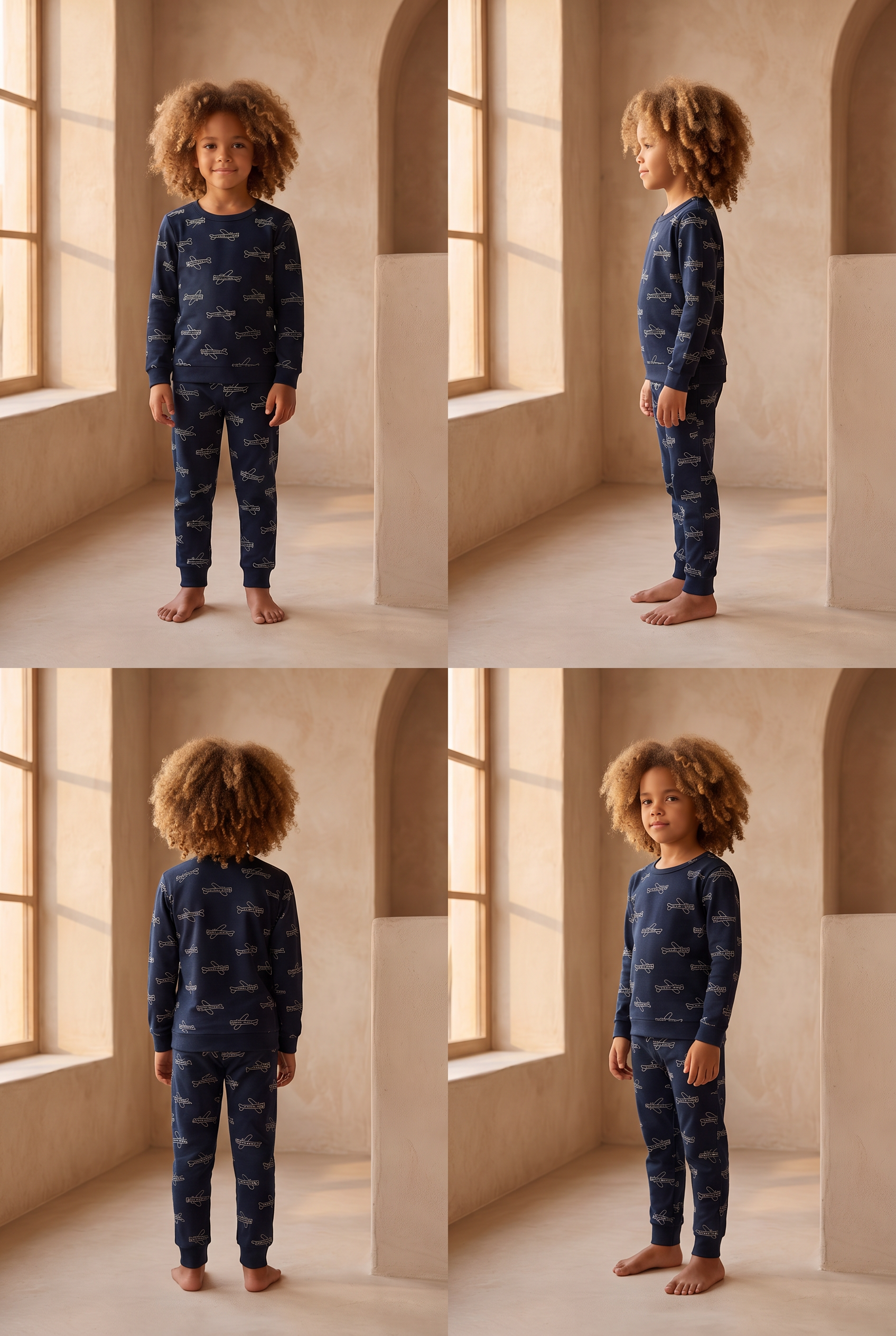 Erkek Çocuk Uçak Desenli Pijama Takımı
