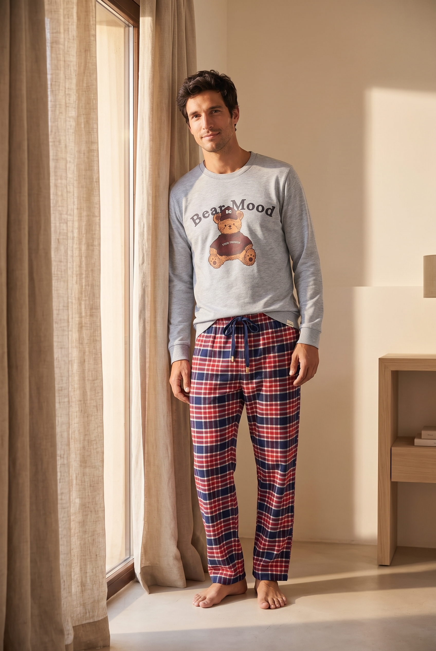 22612M4002 CUTE EDITION TEDDY ERKEK PİJAMA TAKIM Gri