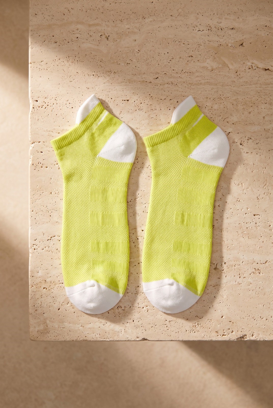 Men's Patterned Step Golf Socks Yellow/White